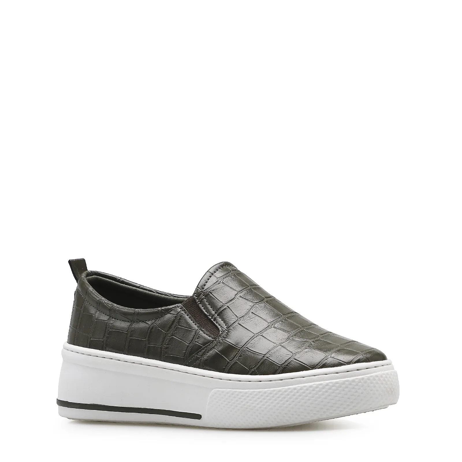 Slip On Alternativo Croco Verde Oliva