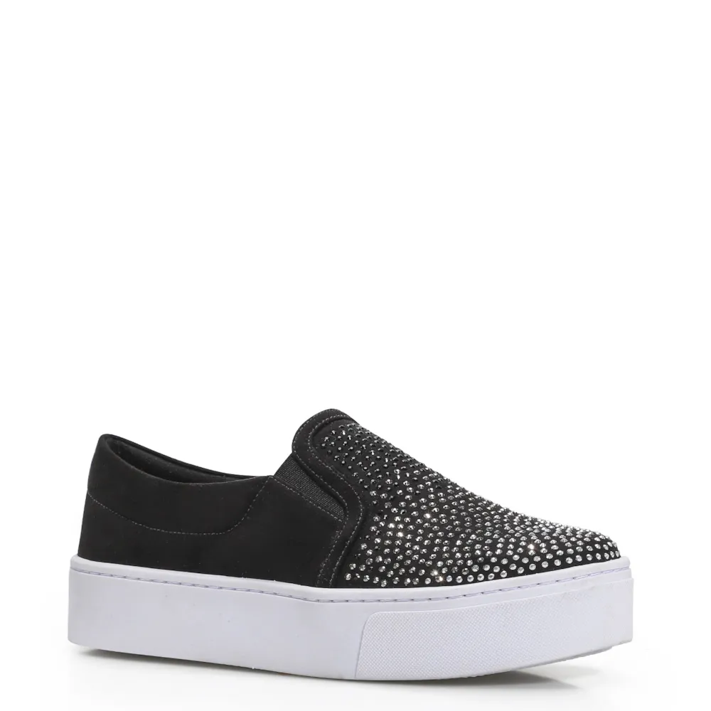 Slip On Brilho Alternativo Camurça Preto