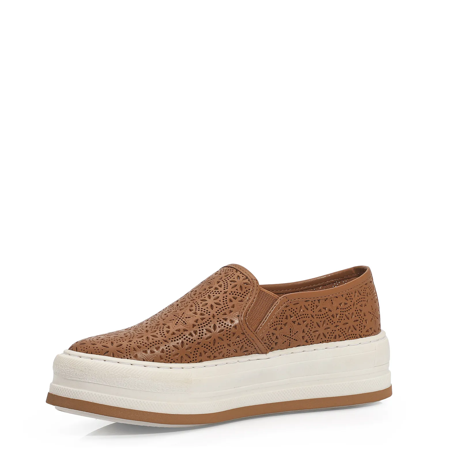 Slip On Couro Caramelo