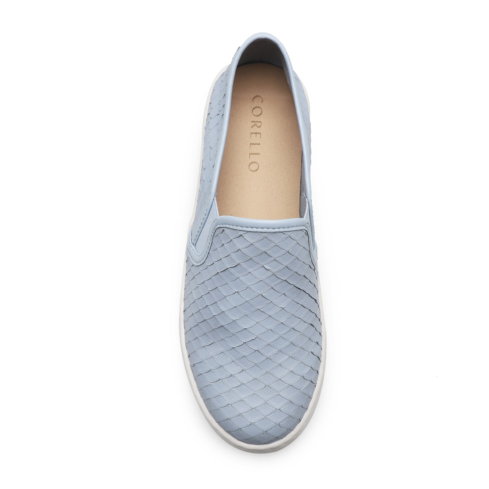Slip On Couro Python Escamado Azul