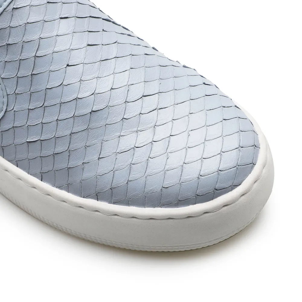 Slip On Couro Python Escamado Azul - imagem 6