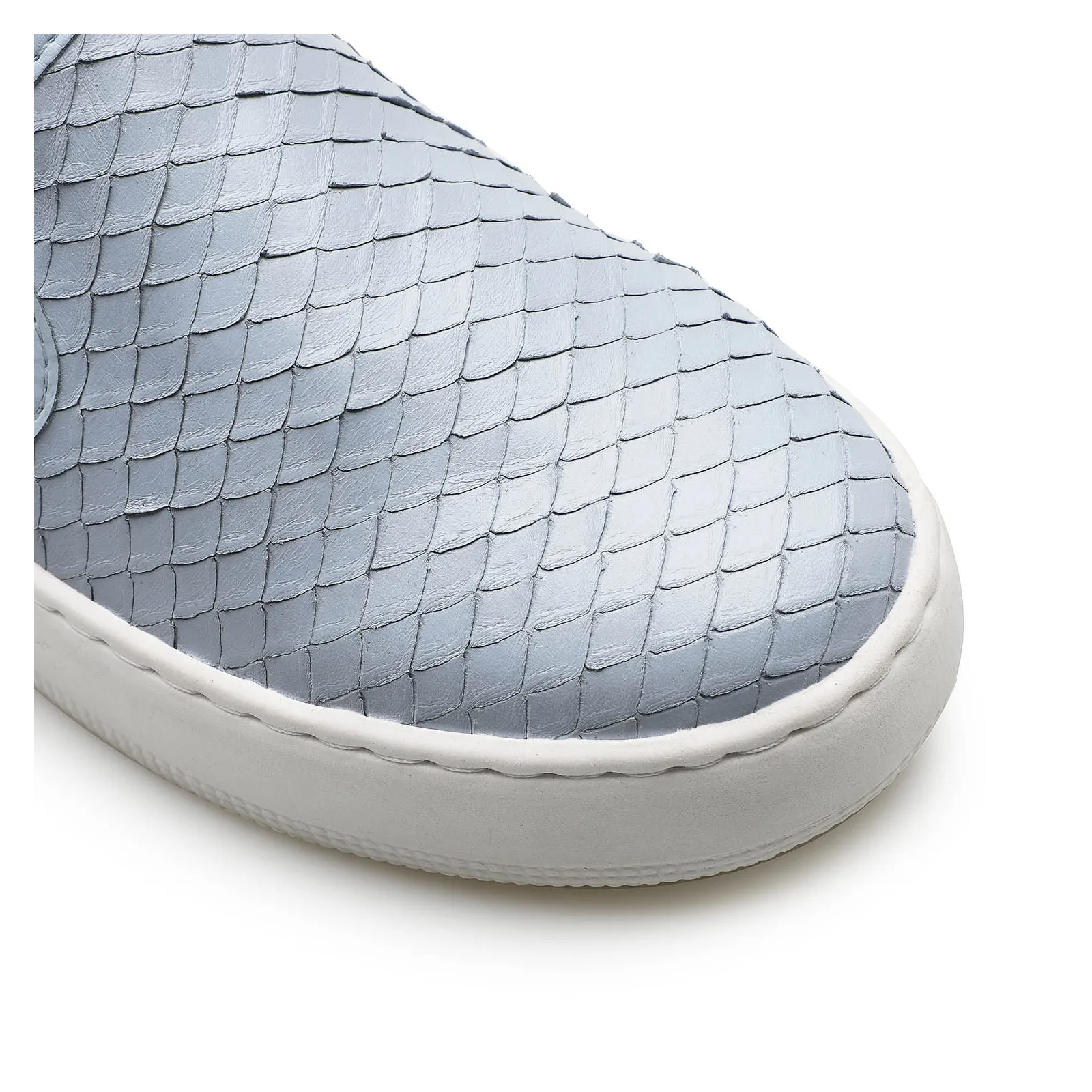 Slip On Couro Python Escamado Azul
