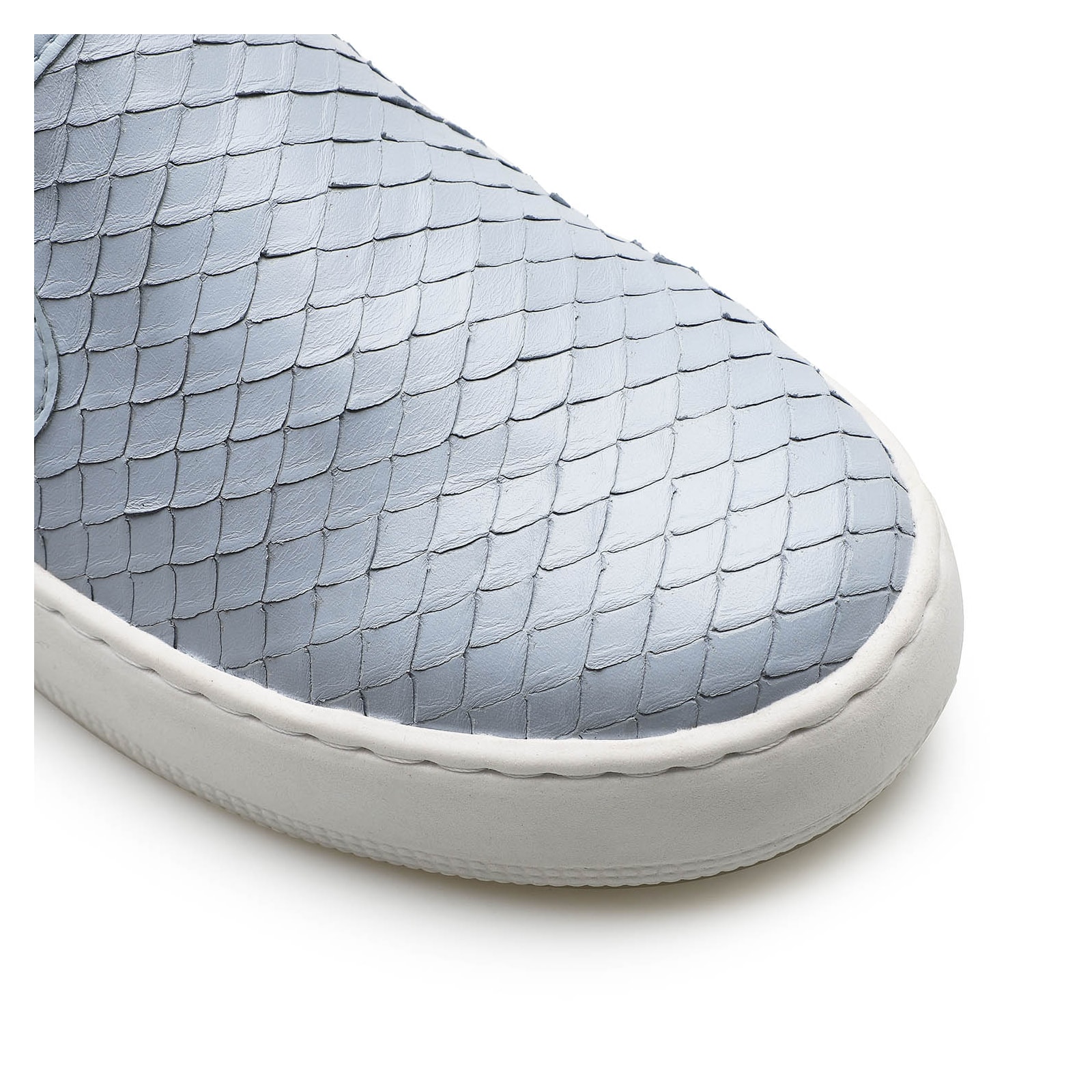 Slip On Couro Python Escamado Azul