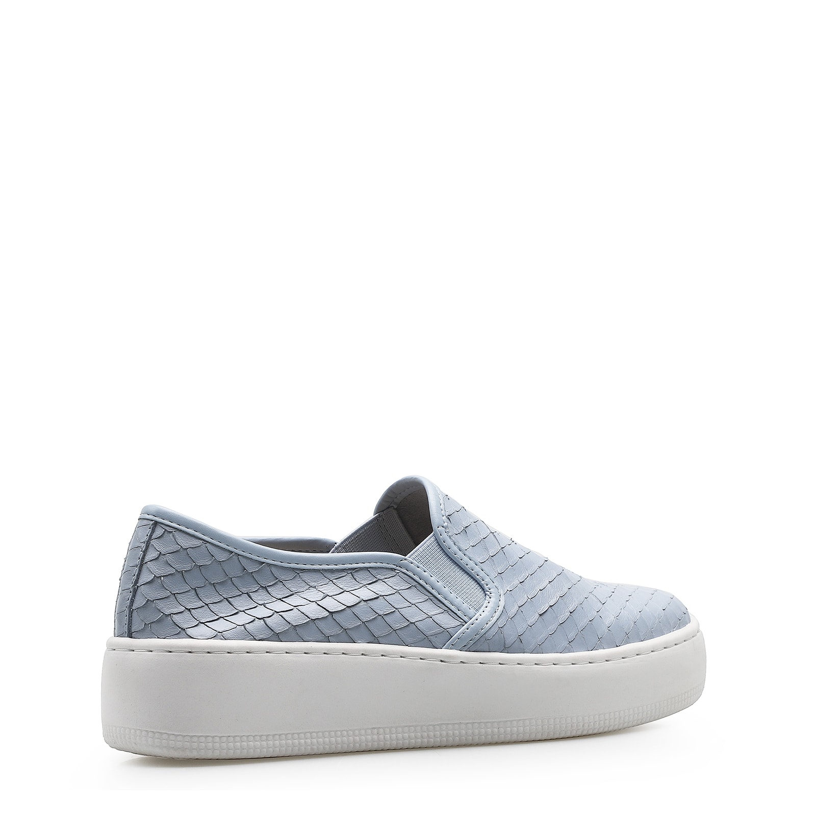 Slip On Couro Python Escamado Azul