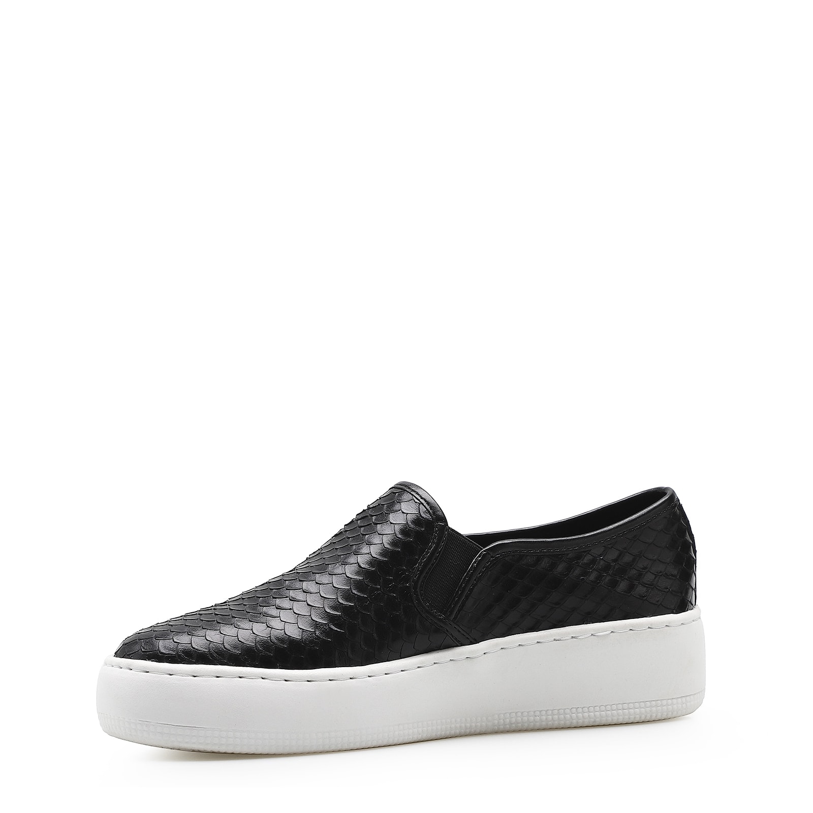 Slip On Couro Python Escamado Preto