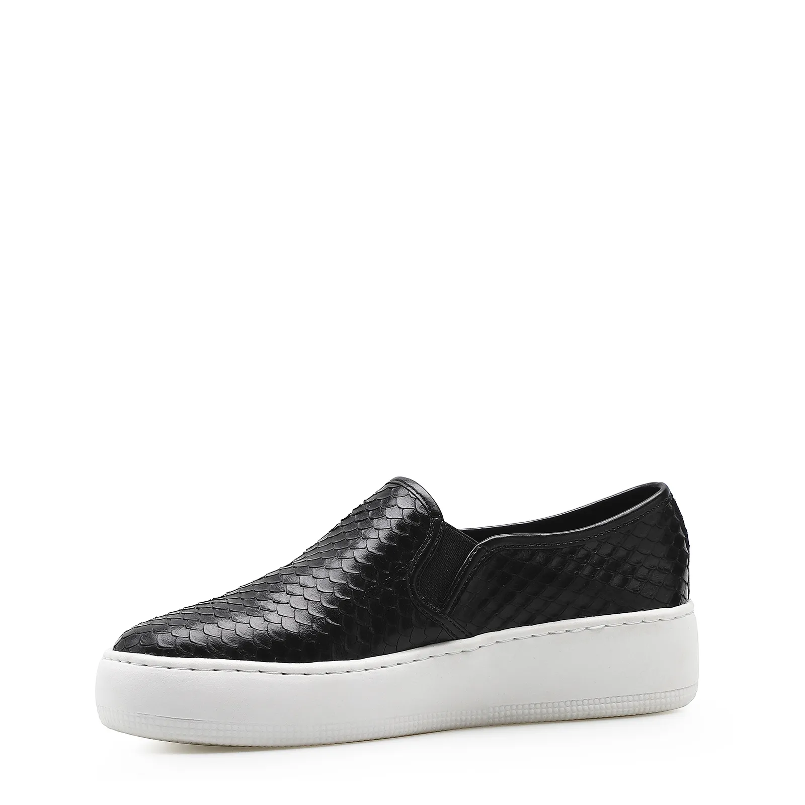 Slip On Couro Python Escamado Preto