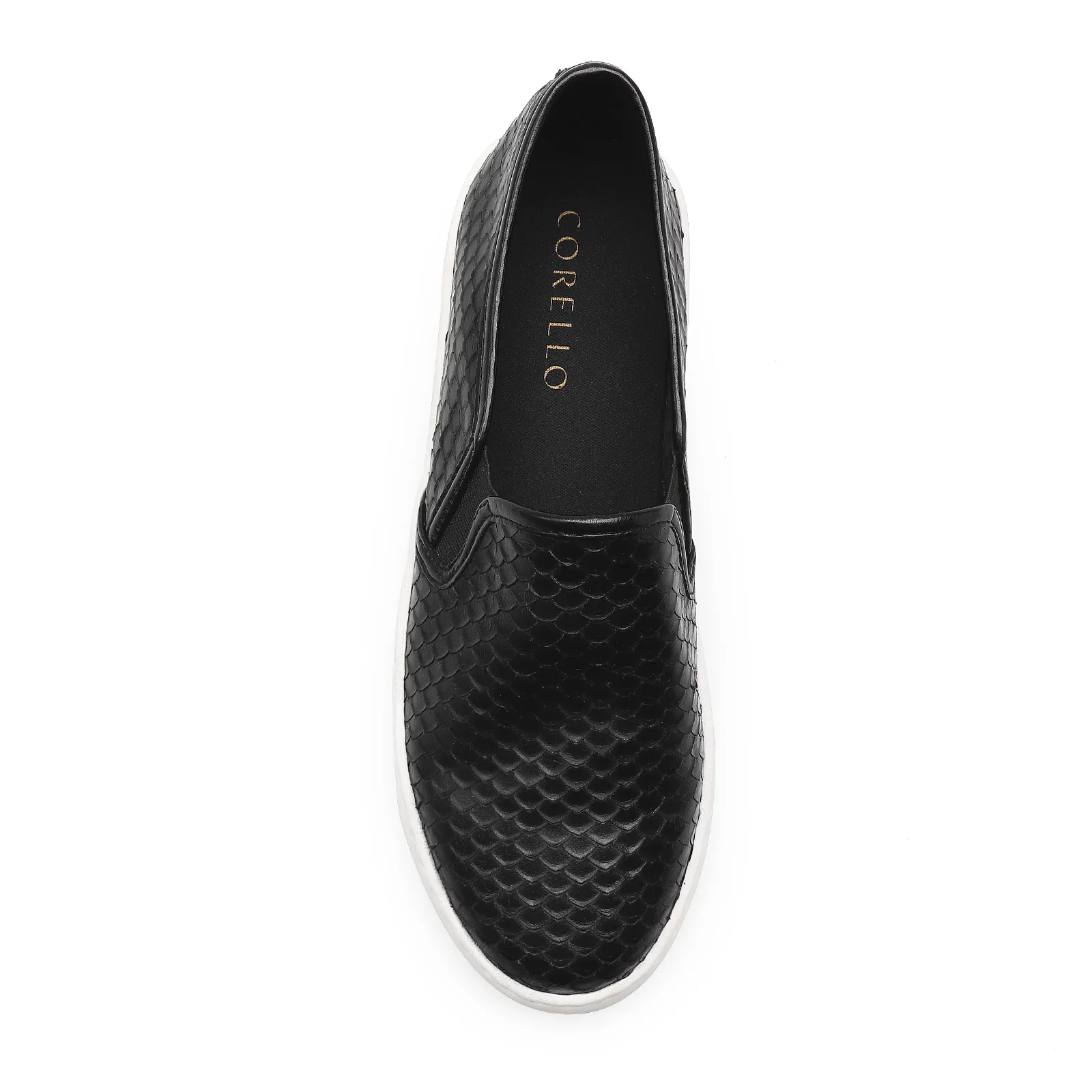 Slip On Couro Python Escamado Preto