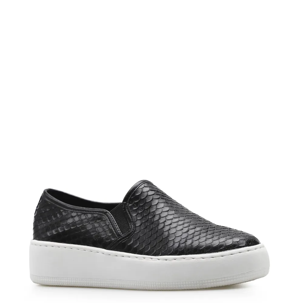 Slip On Couro Python Escamado Preto