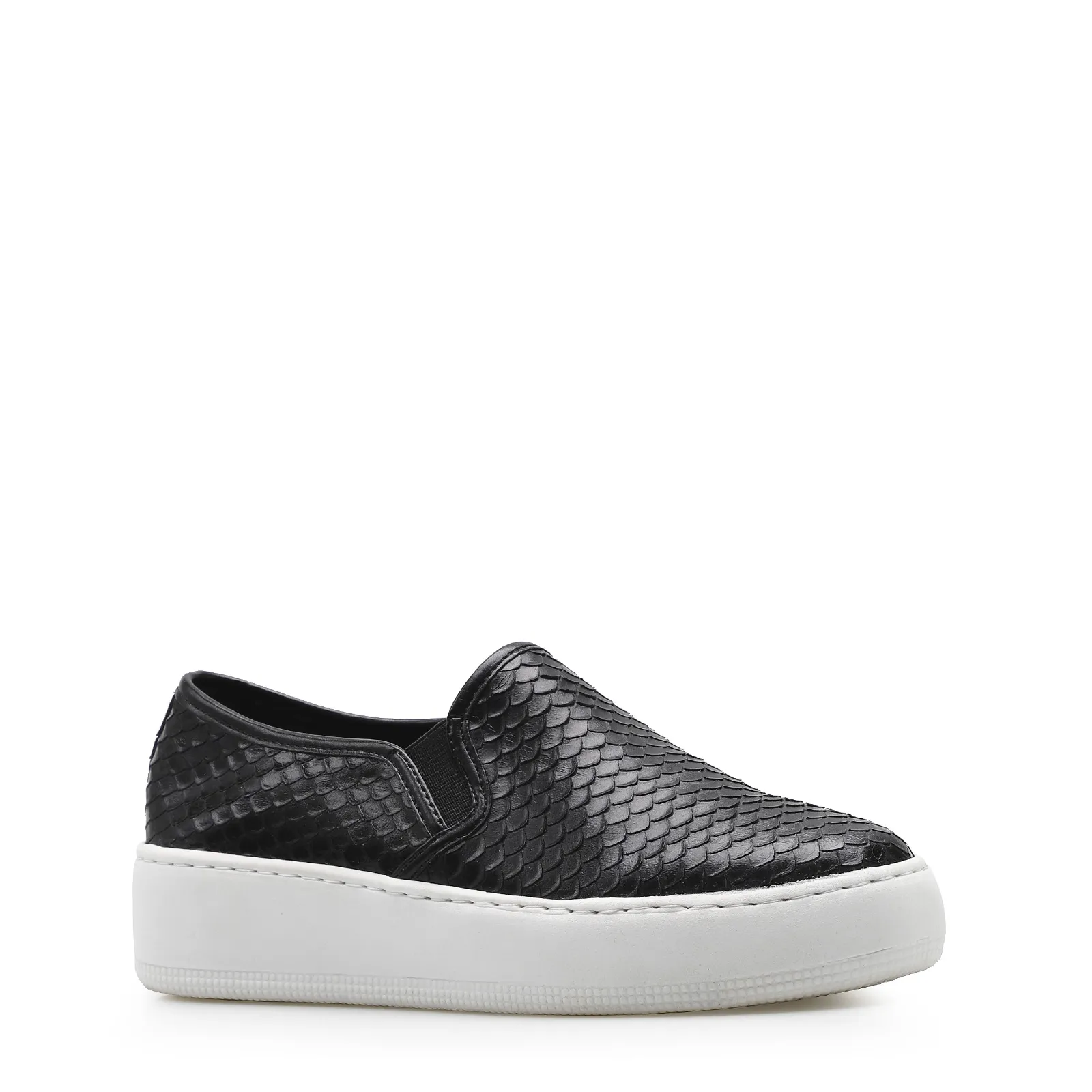 Slip On Couro Python Escamado Preto