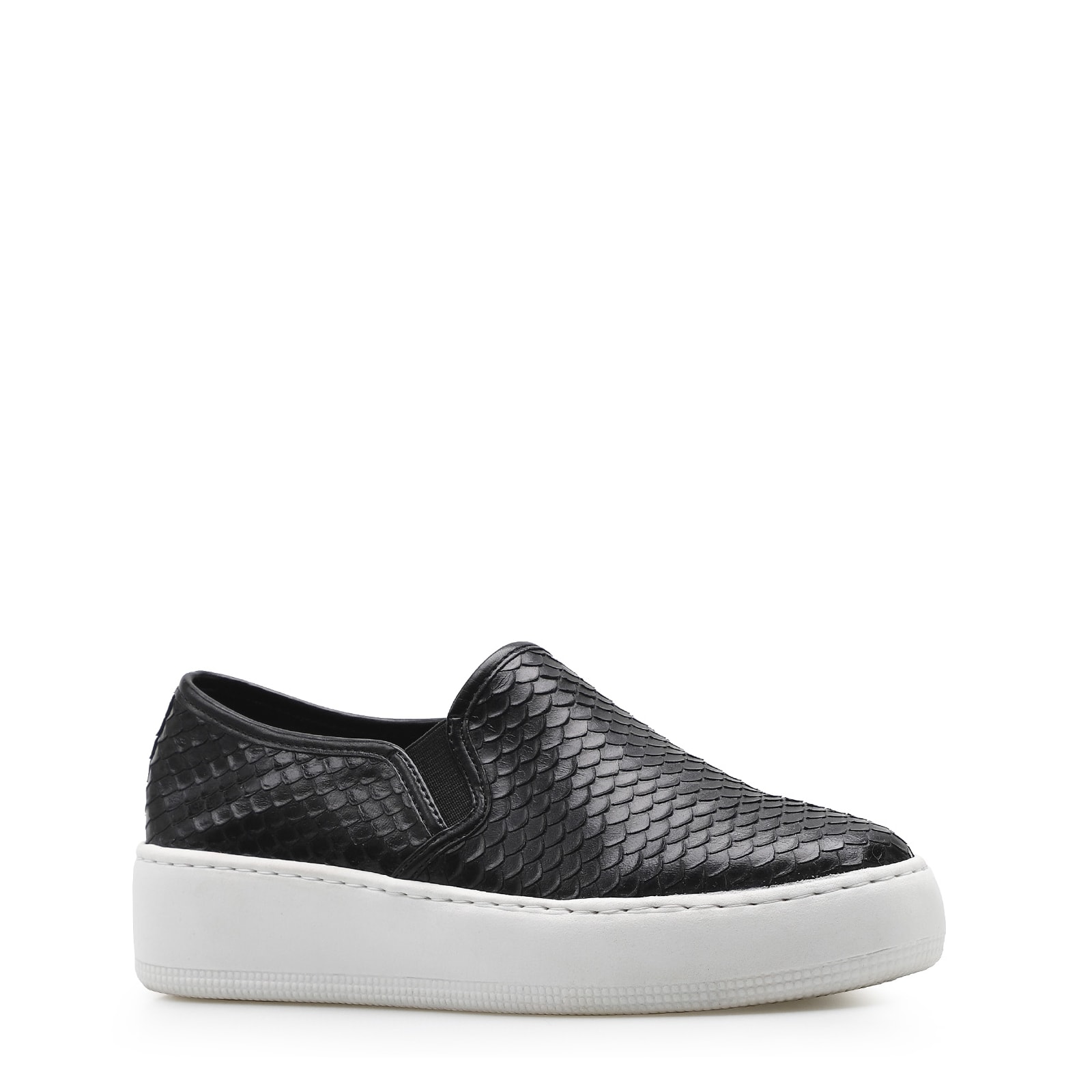 Slip On Couro Python Escamado Preto
