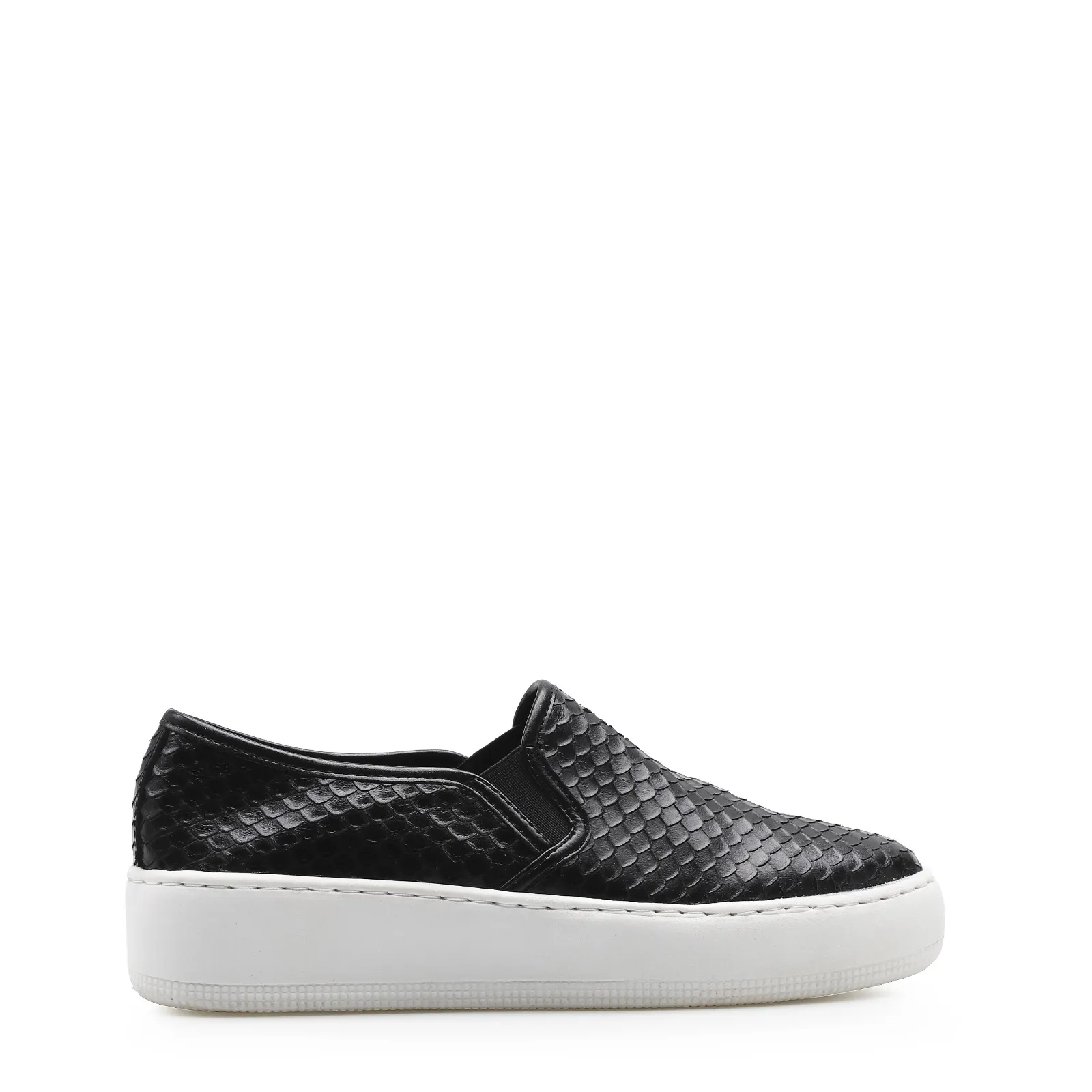 Slip On Couro Python Escamado Preto