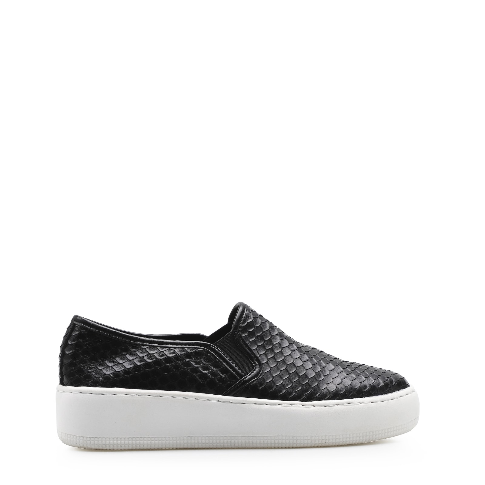 Slip On Couro Python Escamado Preto