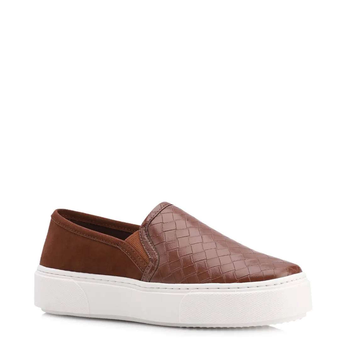 Slip On Marrom Alt/ Camurça Textura Tressê