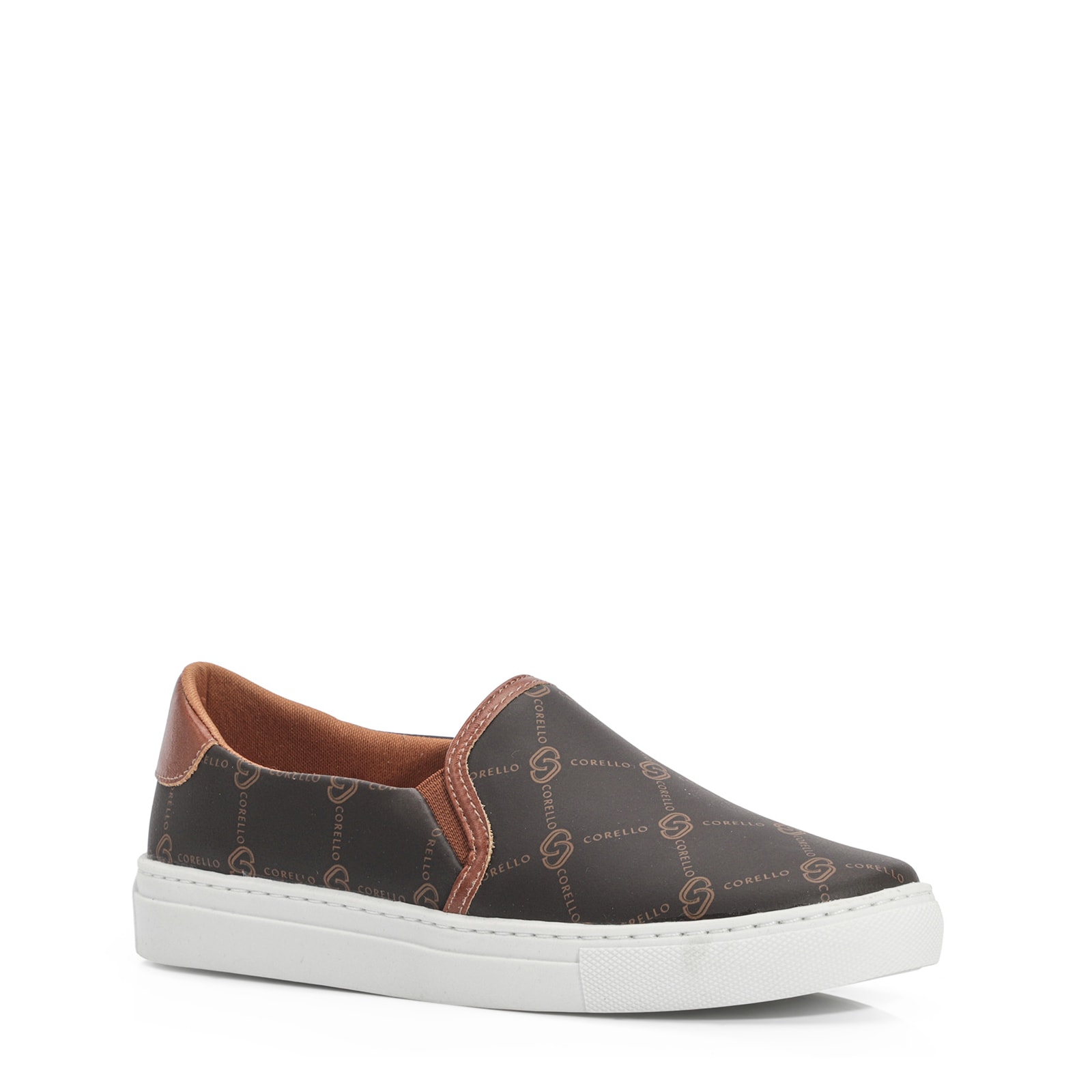 Slip On Monograma/Couro Marrom