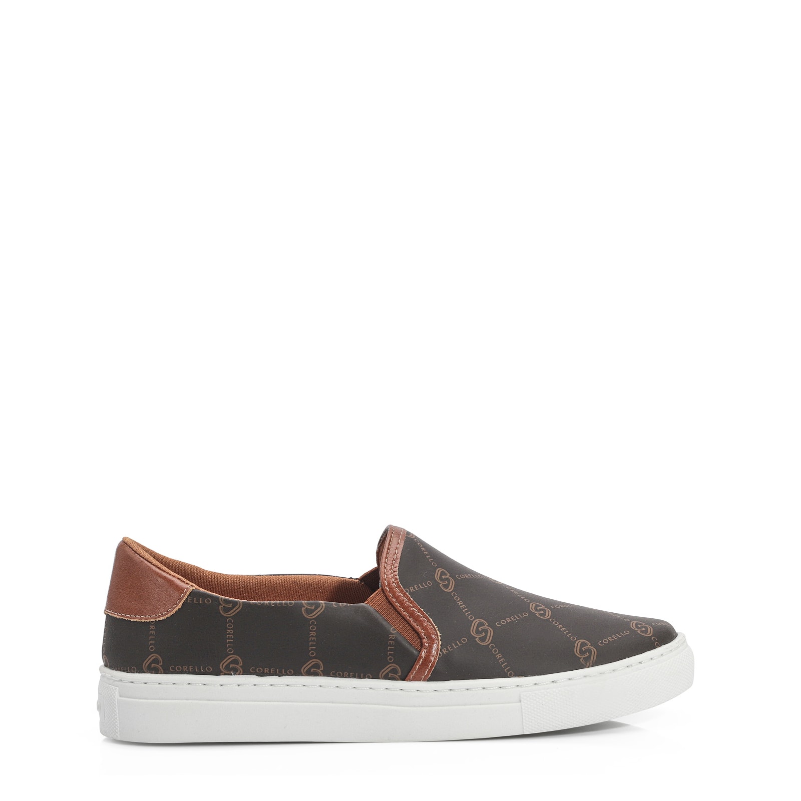 Slip On Monograma/Couro Marrom