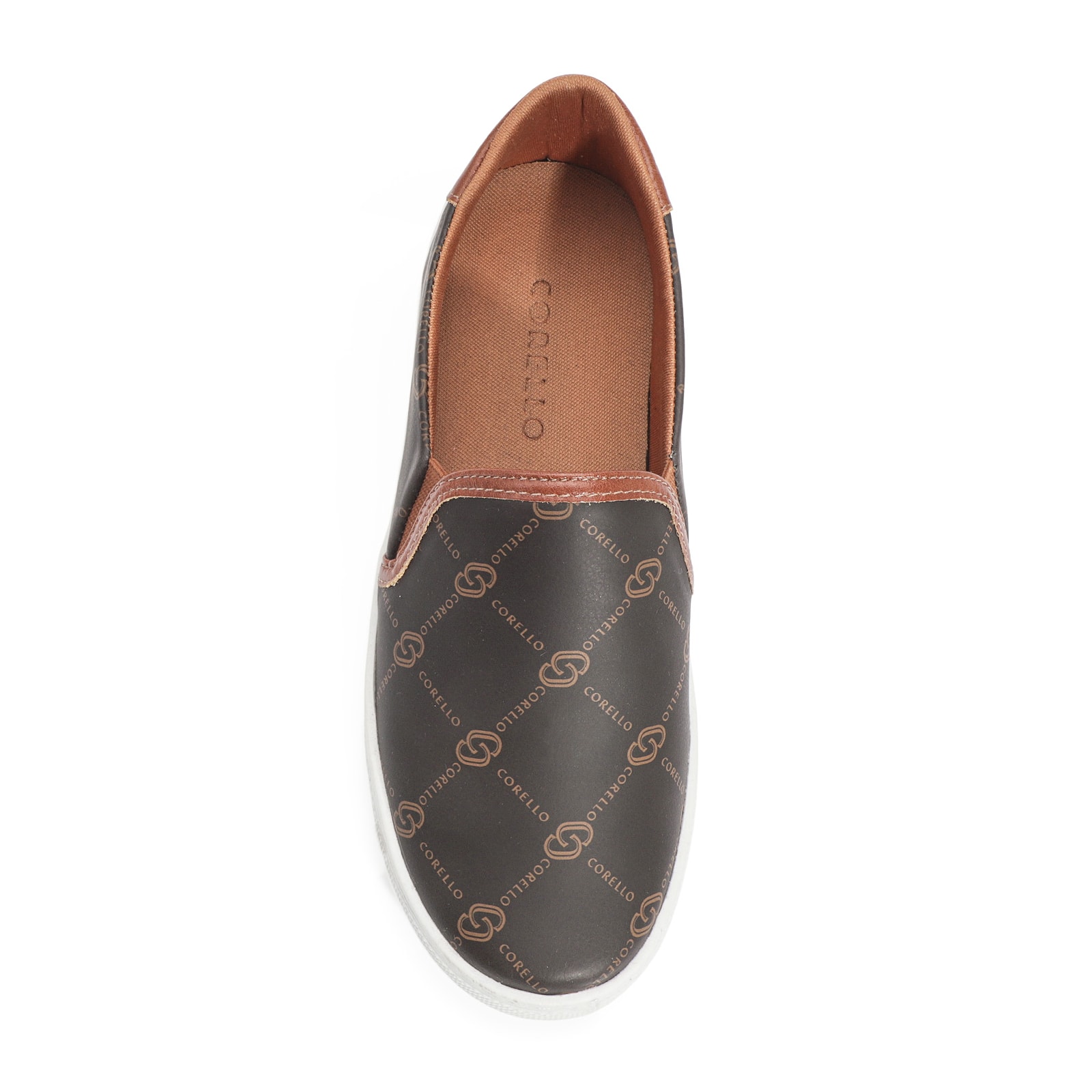 Slip On Monograma/Couro Marrom