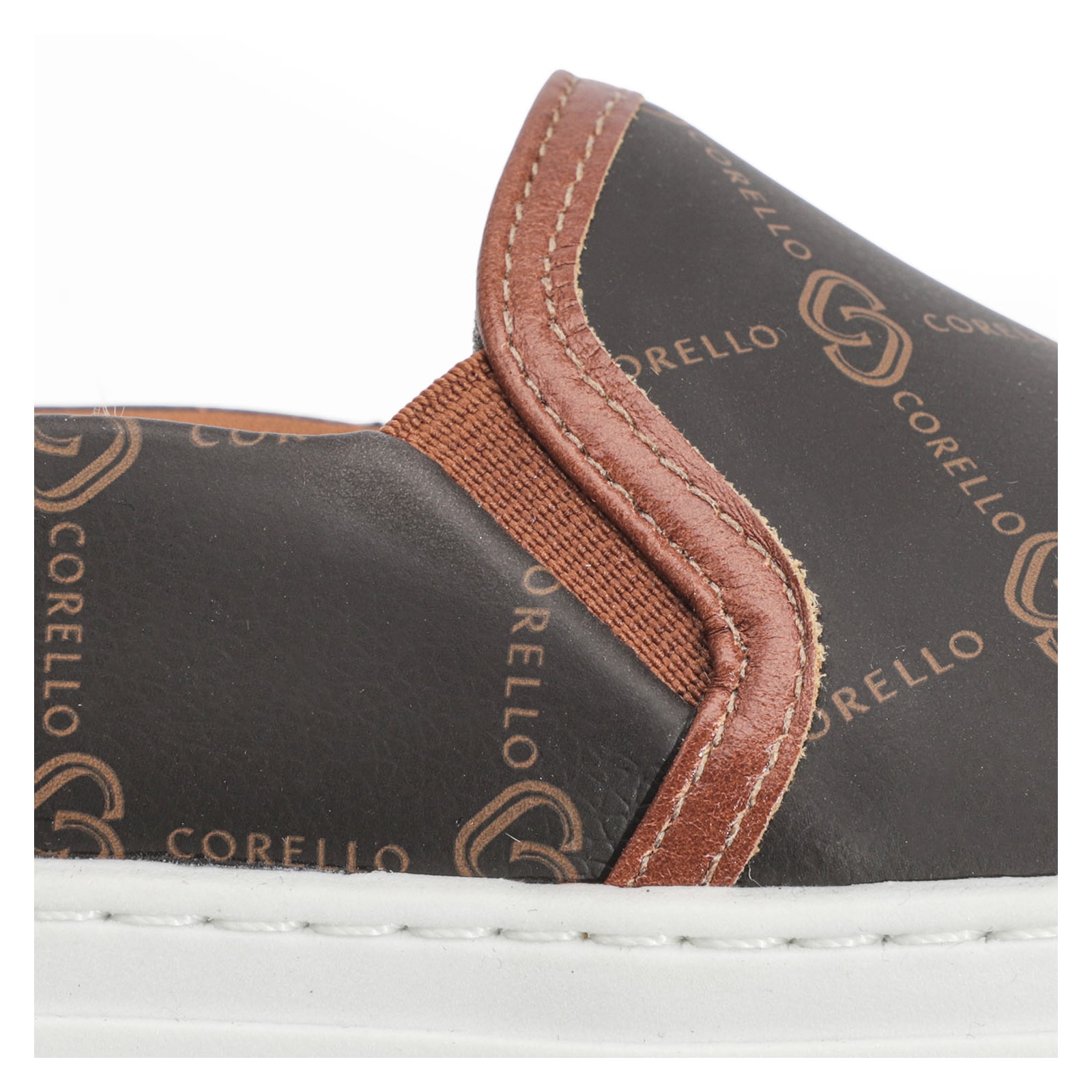 Slip On Monograma/Couro Marrom