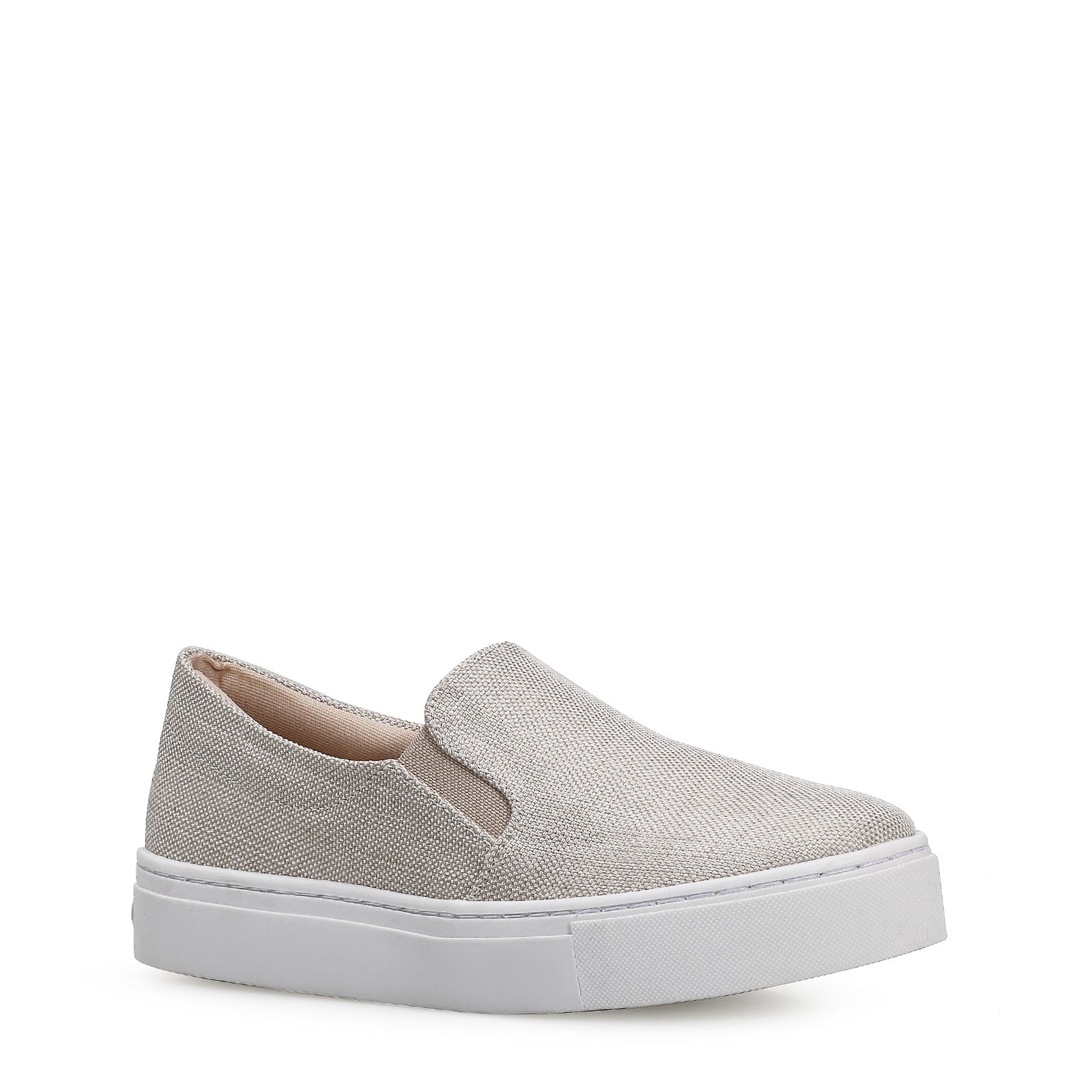 Slip On Tecido Cru/Branco