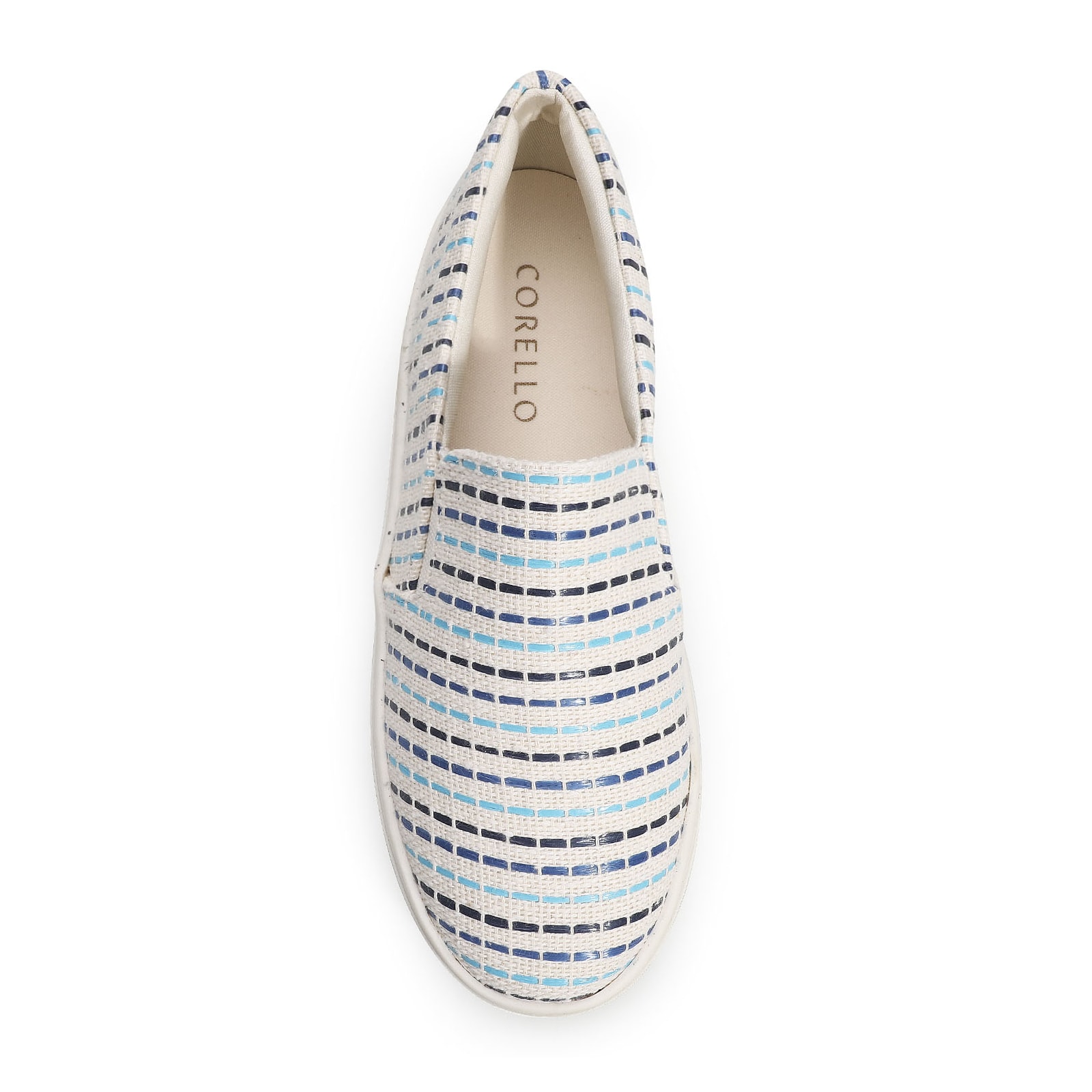 Slip On Tecido/Trama Tricolor Azul