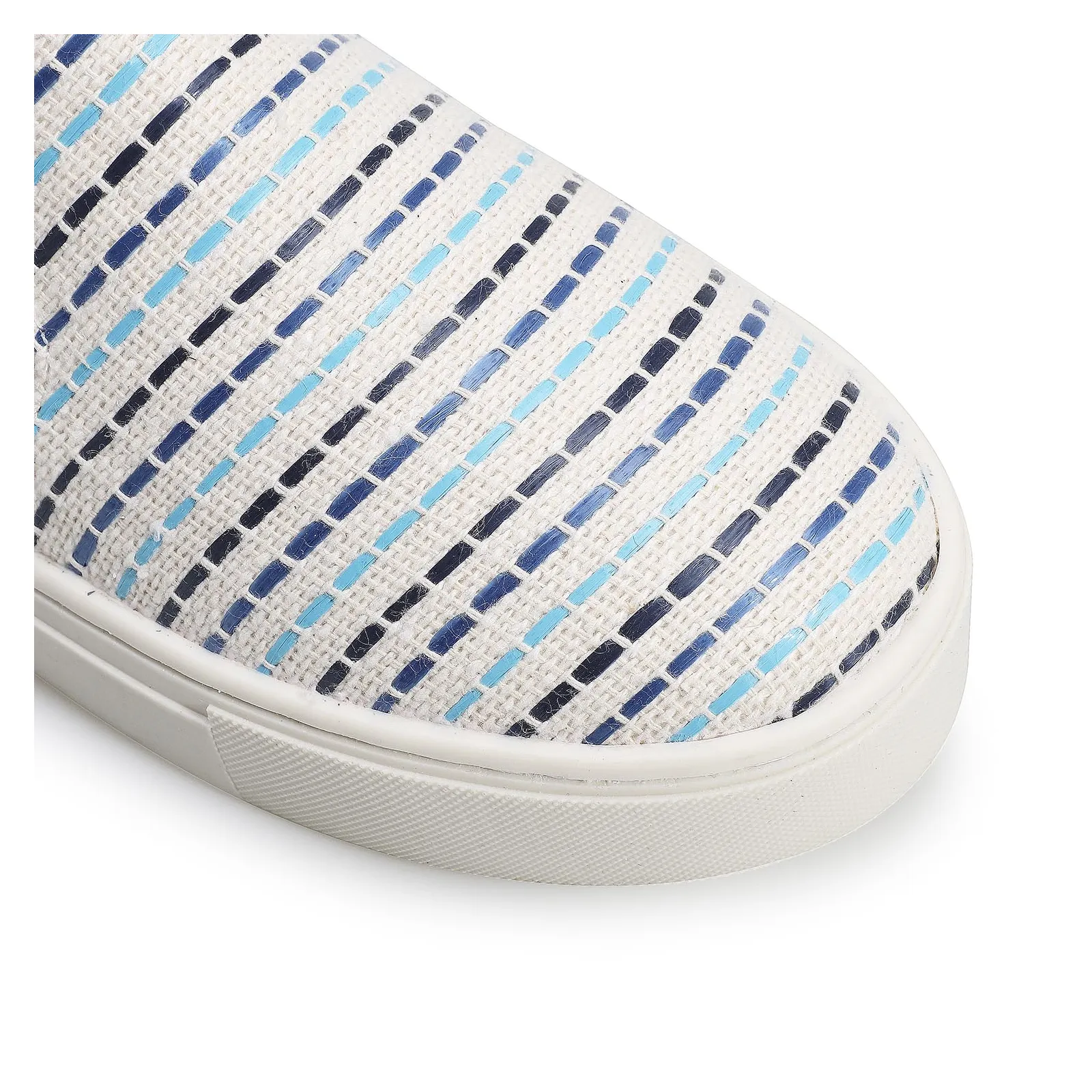 Slip On Tecido/Trama Tricolor Azul