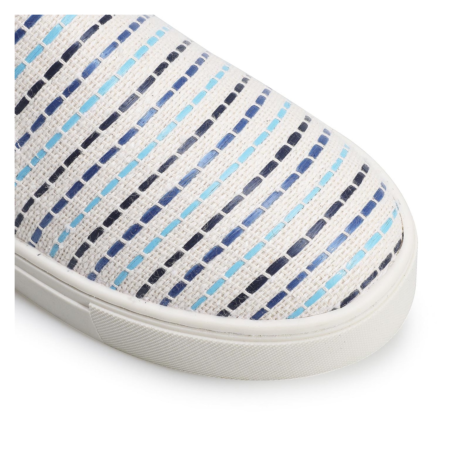Slip On Tecido/Trama Tricolor Azul