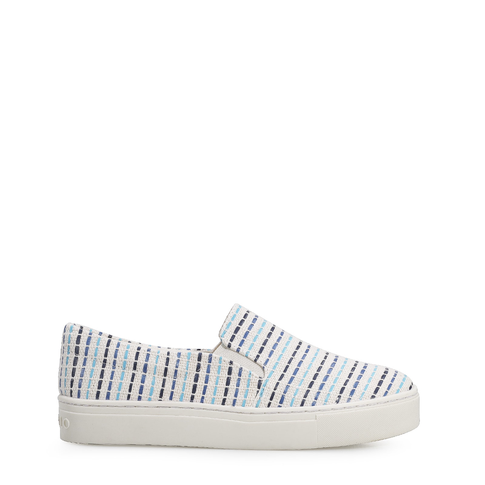 Slip On Tecido/Trama Tricolor Azul