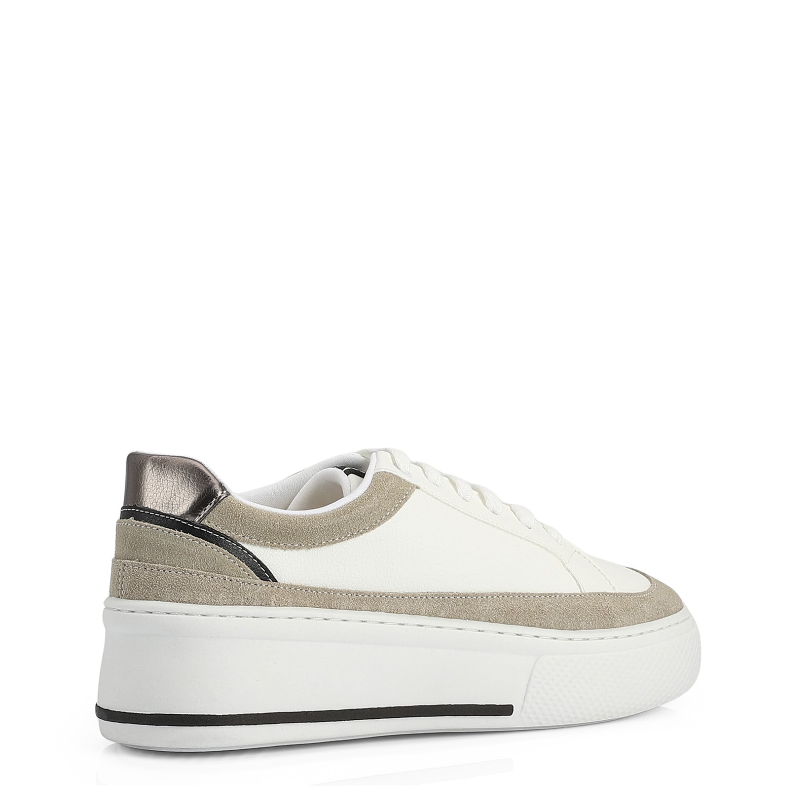 Tênis Alt Branco / Camurça Off White / Couro Pewter