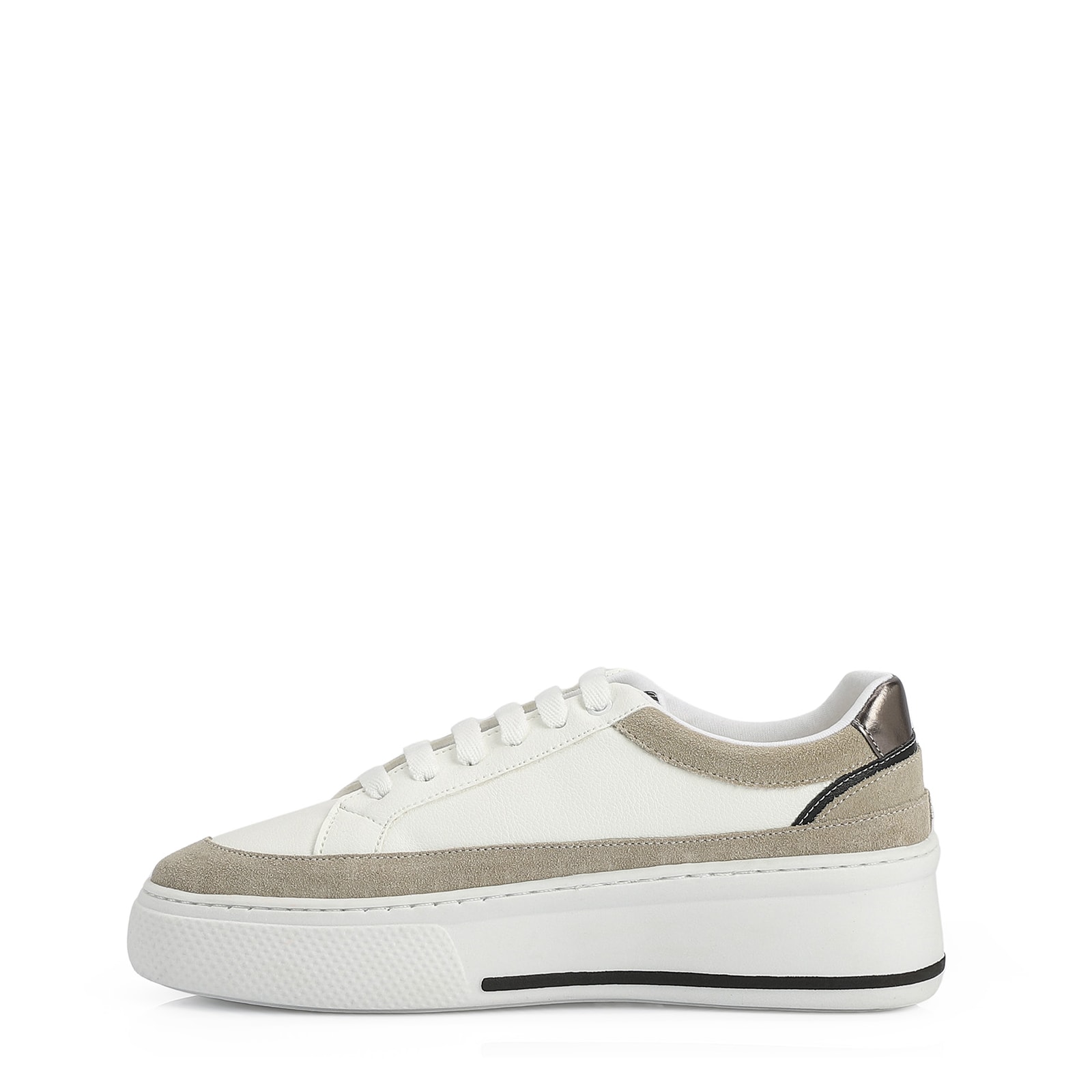 Tênis Alt Branco / Camurça Off White / Couro Pewter
