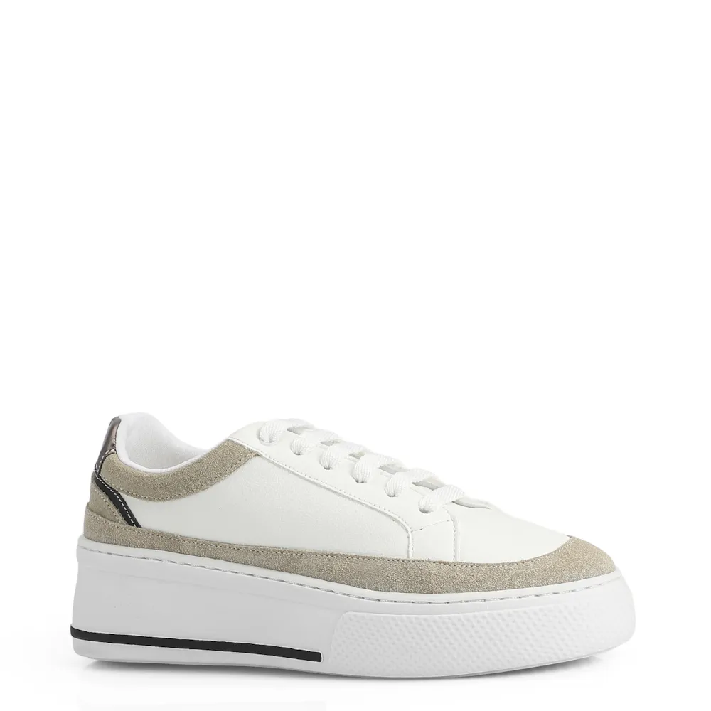 Tênis Alt Branco / Camurça Off White / Couro Pewter