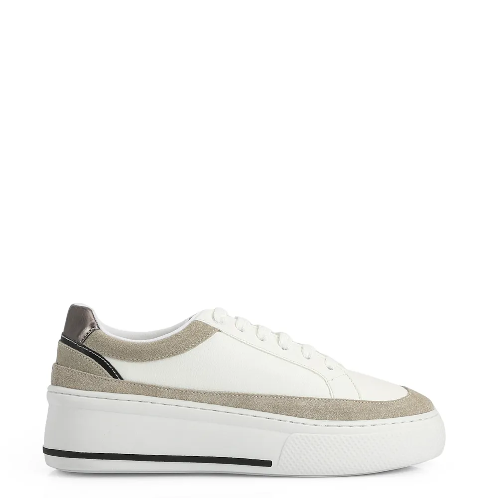 Tênis Alt Branco / Camurça Off White / Couro Pewter - imagem 2
