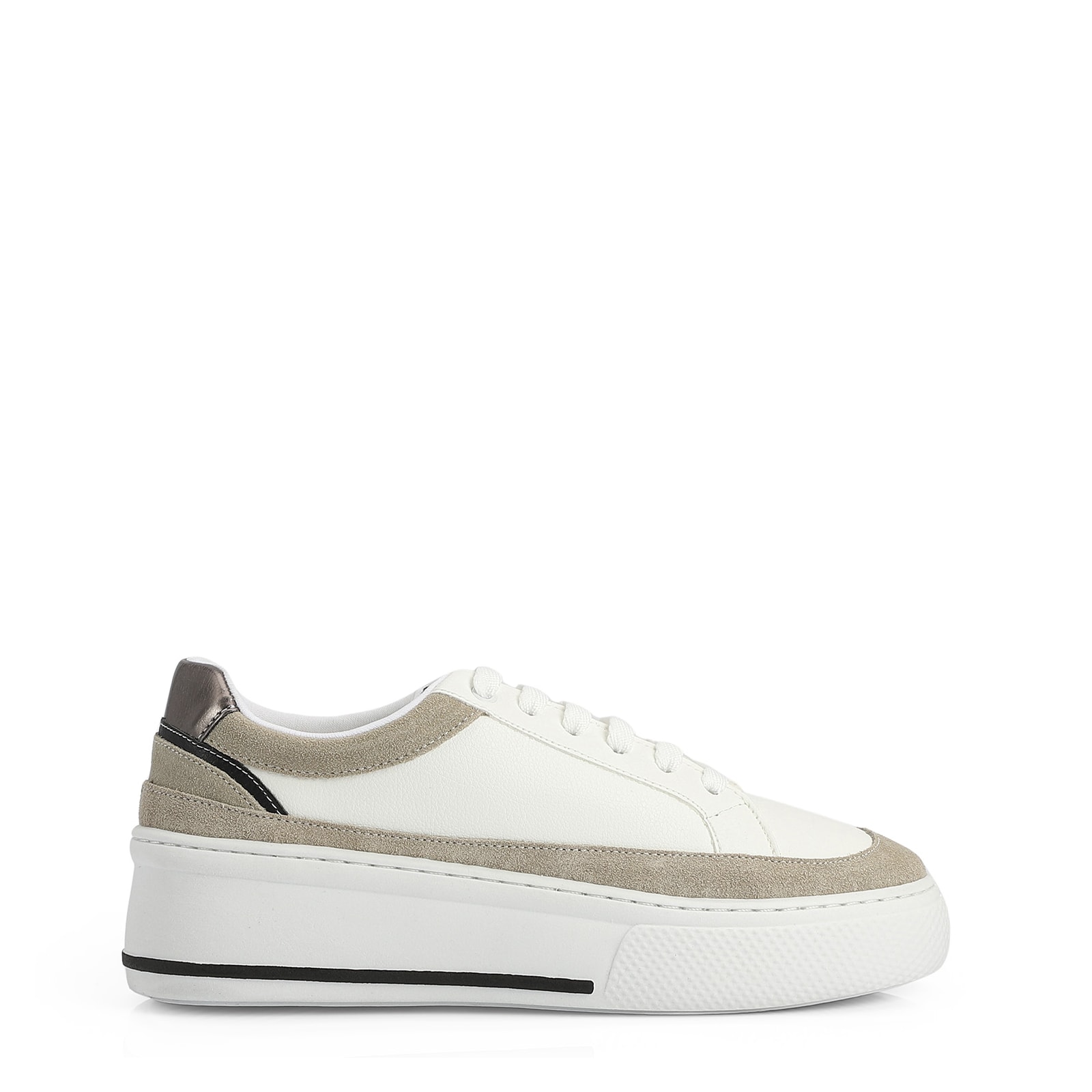 Tênis Alt Branco / Camurça Off White / Couro Pewter