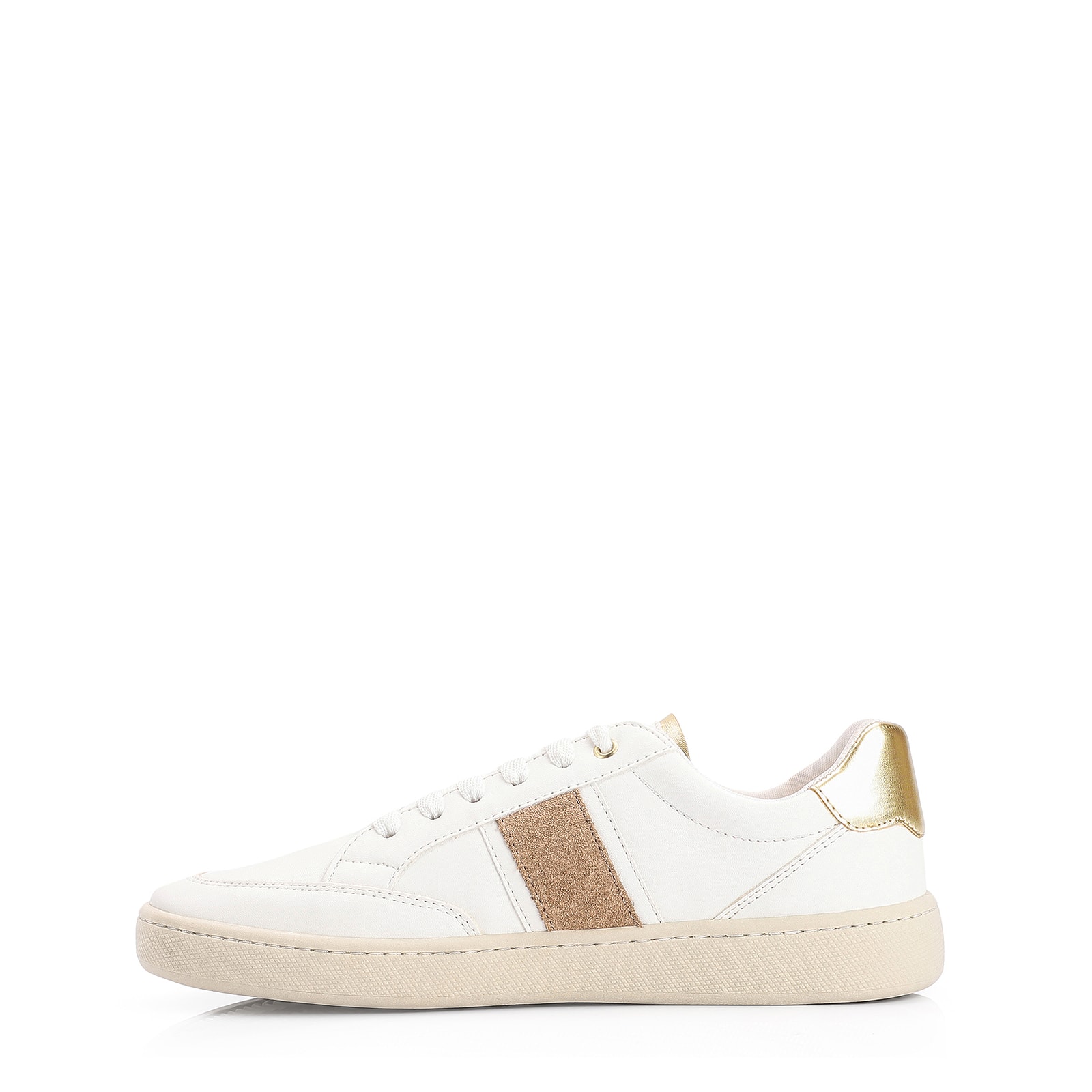 Tênis Alt Branco/Dourado/Camurça Marrom