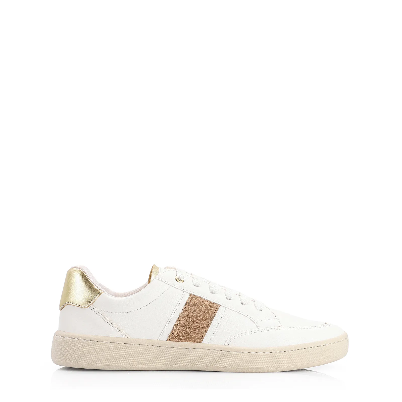 Tênis Alt Branco/Dourado/Camurça Marrom