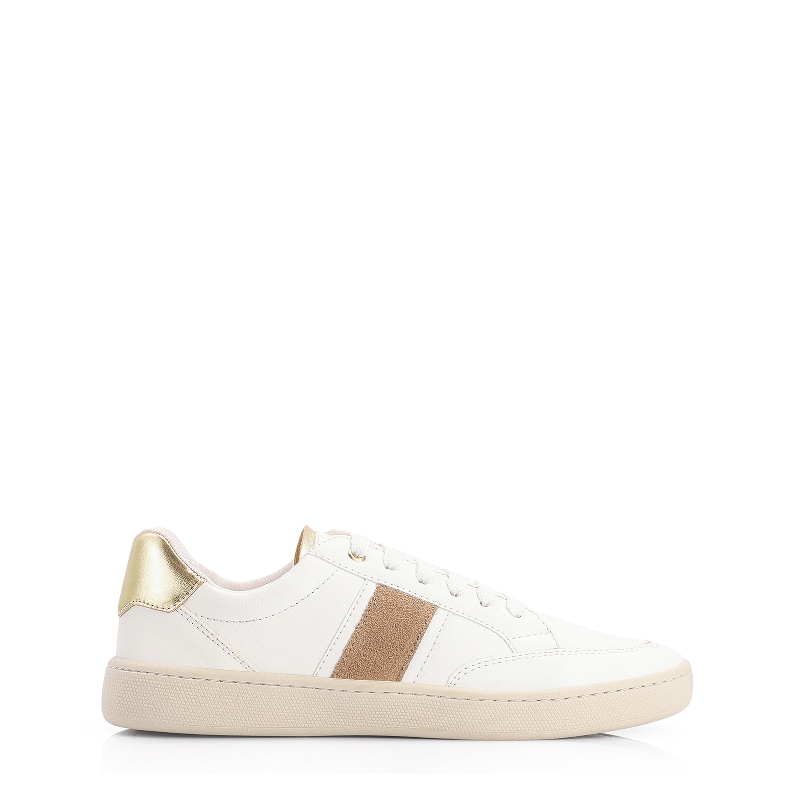 Tênis Alt Branco/Dourado/Camurça Marrom