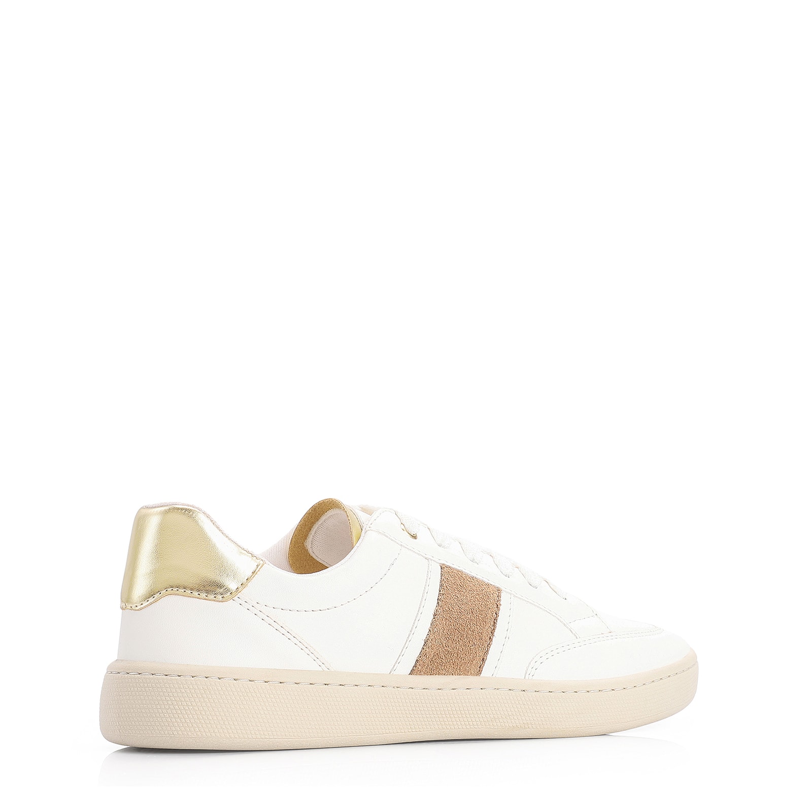 Tênis Alt Branco/Dourado/Camurça Marrom