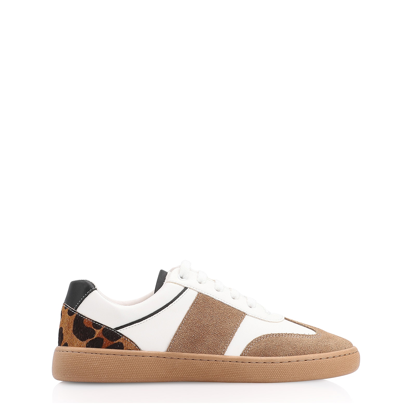 Tênis Alt Branco/Preto/Camurça Marrom/Couro Pelo Onça