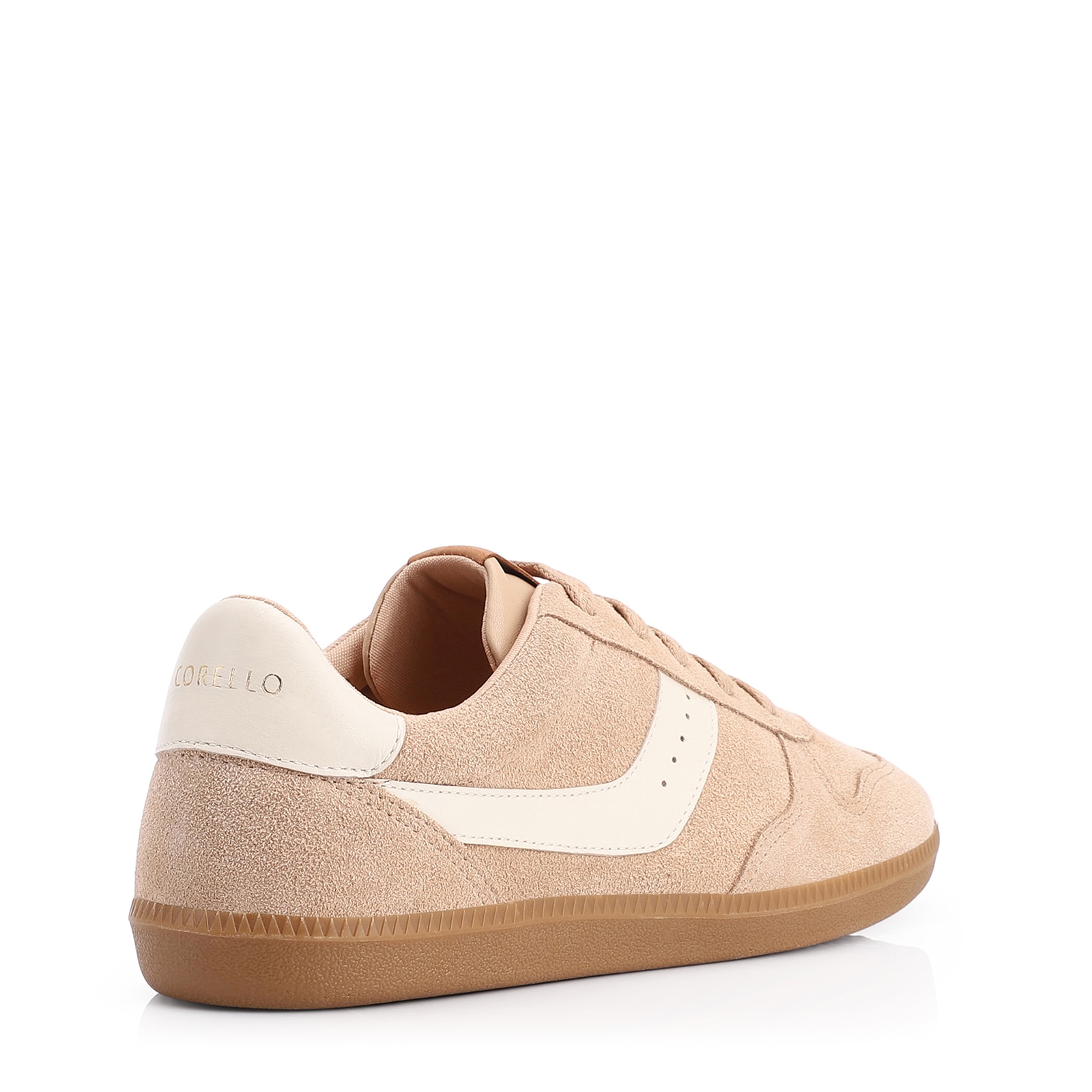Tênis Couro Camurça Bege/Couro Off White