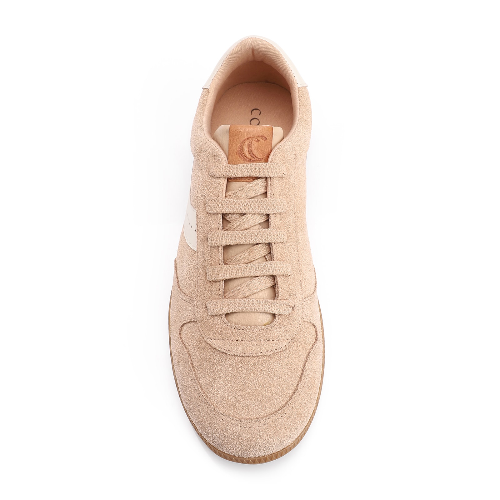 Tênis Couro Camurça Bege/Couro Off White