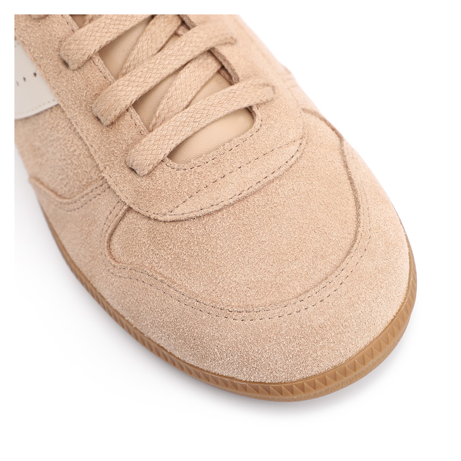 Tênis Couro Camurça Bege/Couro Off White
