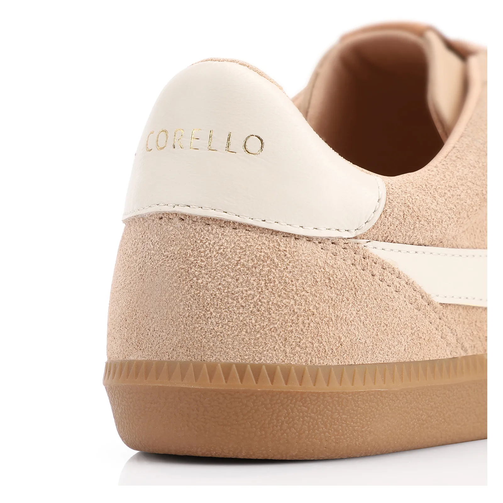 Tênis Couro Camurça Bege/Couro Off White