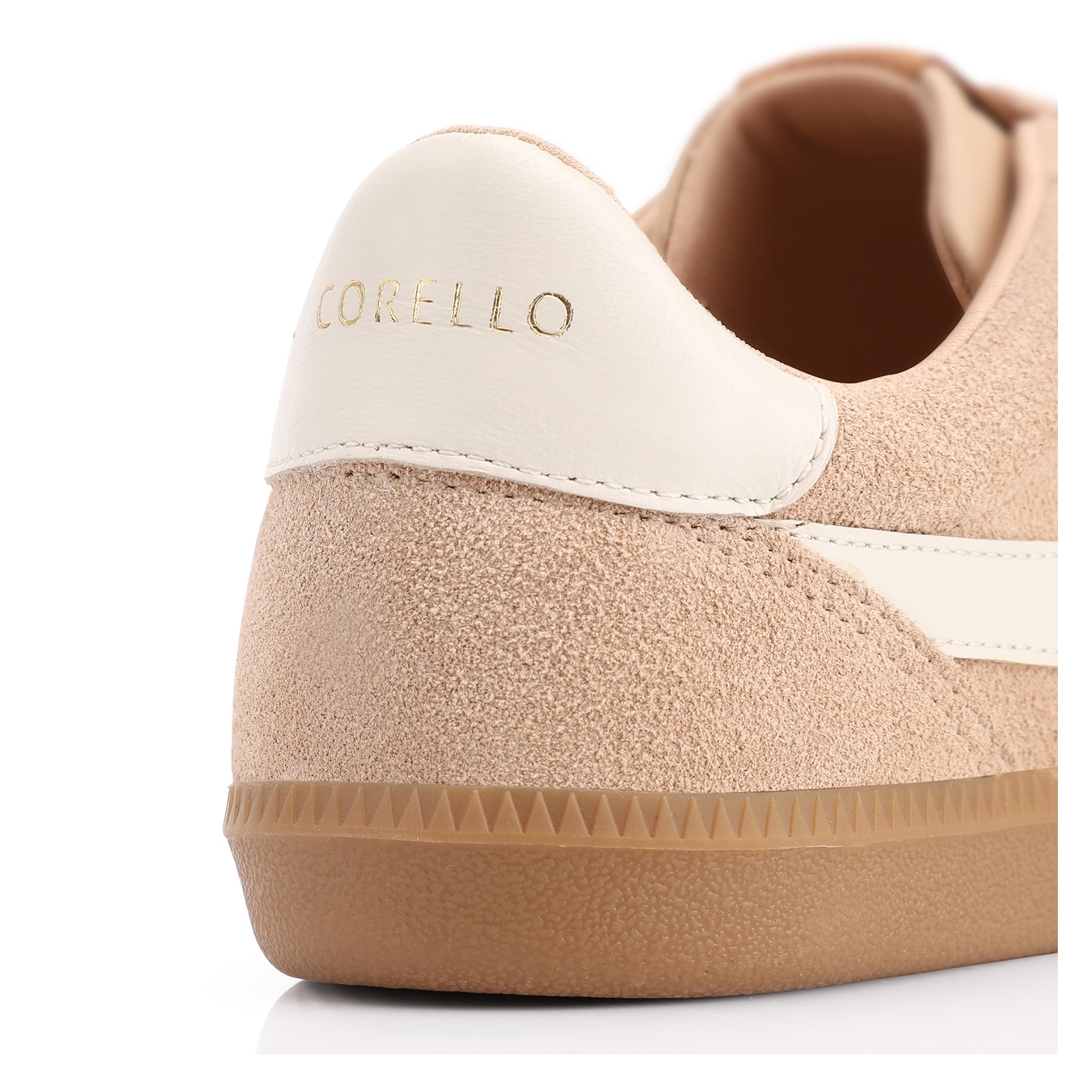 Tênis Couro Camurça Bege/Couro Off White