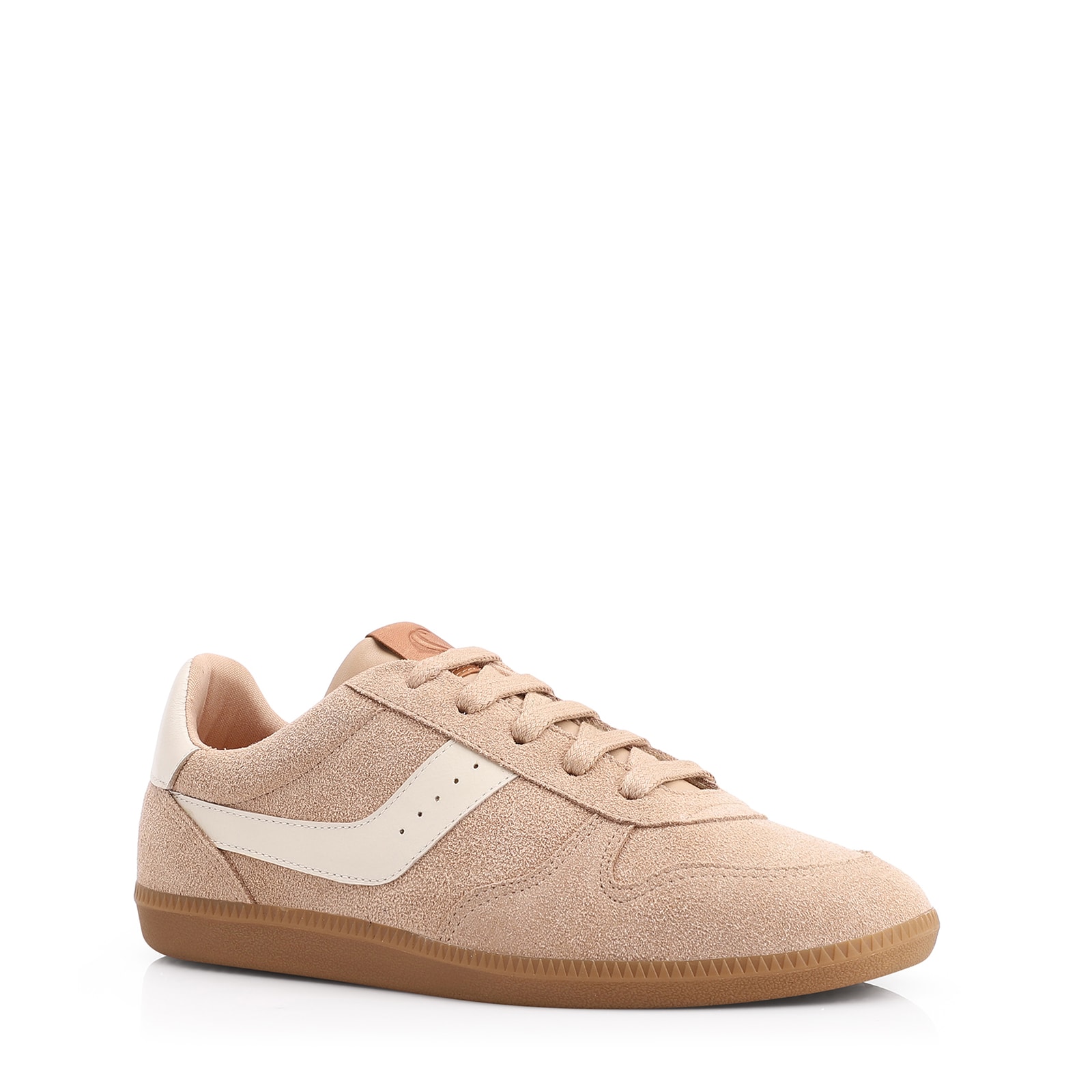 Tênis Couro Camurça Bege/Couro Off White