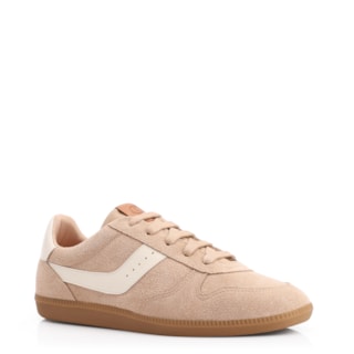 Couro Camurça Bege/Couro Off White