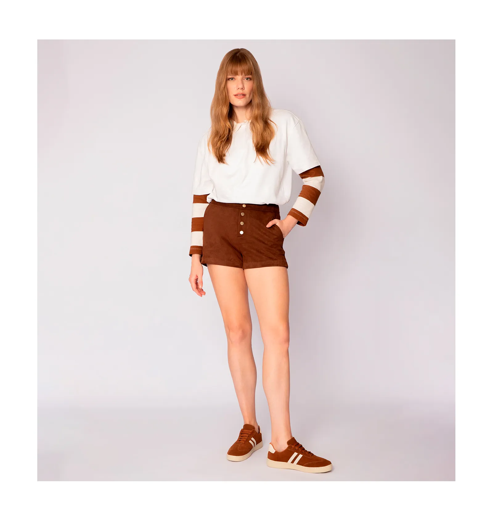 Tênis Couro Camurça Marrom/Alt Off White