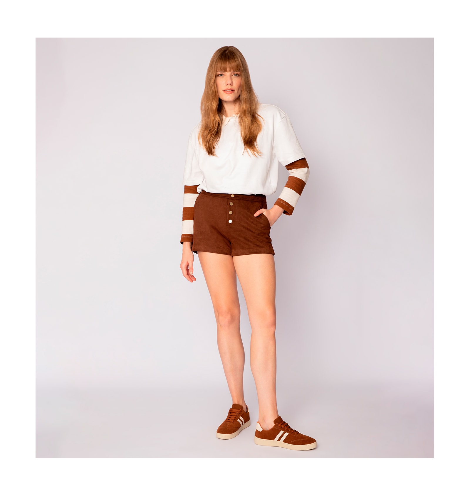 Tênis Couro Camurça Marrom/Alt Off White