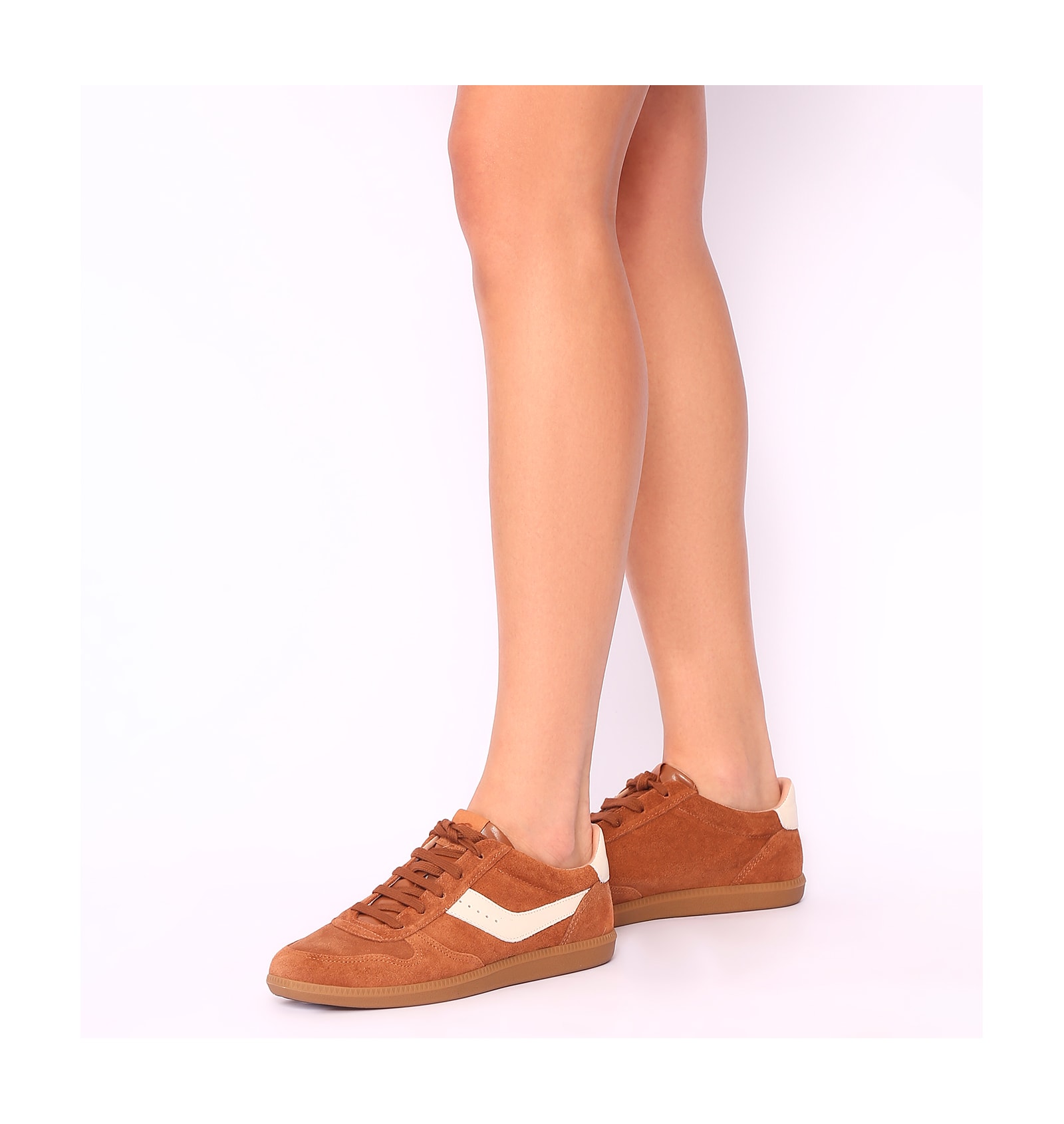 Tênis Couro Camurça Marrom/Couro Off White