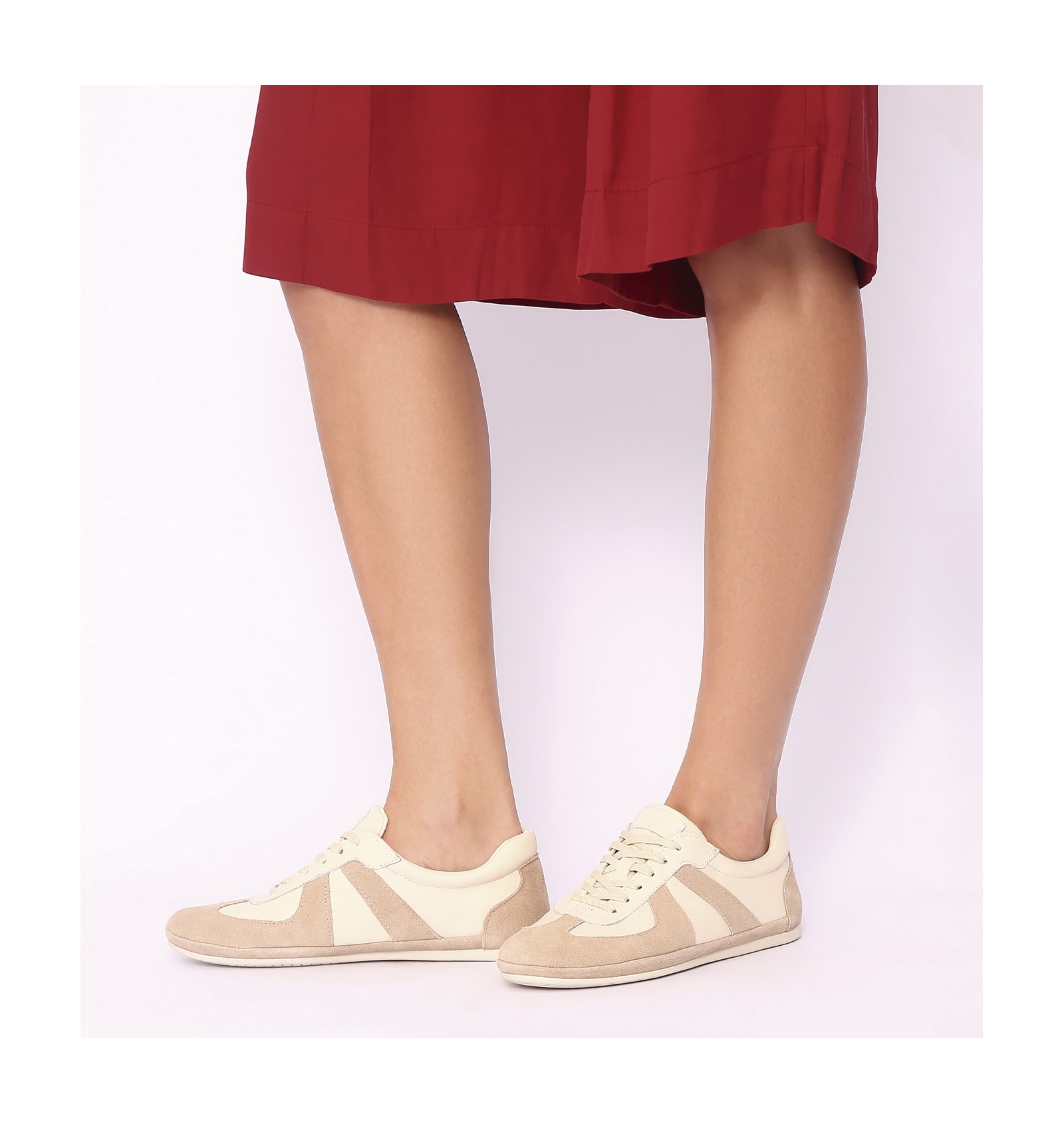 Tênis Couro Off White/Couro Camurça Cinza