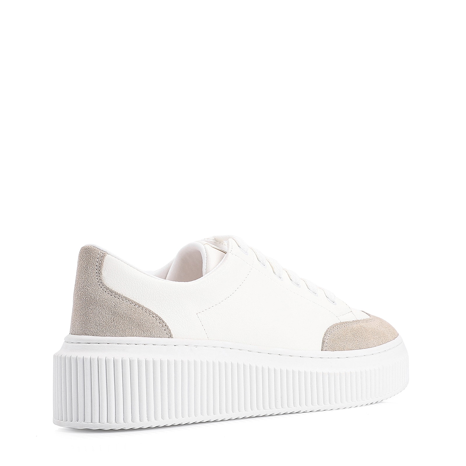 Tênis Flatform Alt Branco/Camurça Cinza