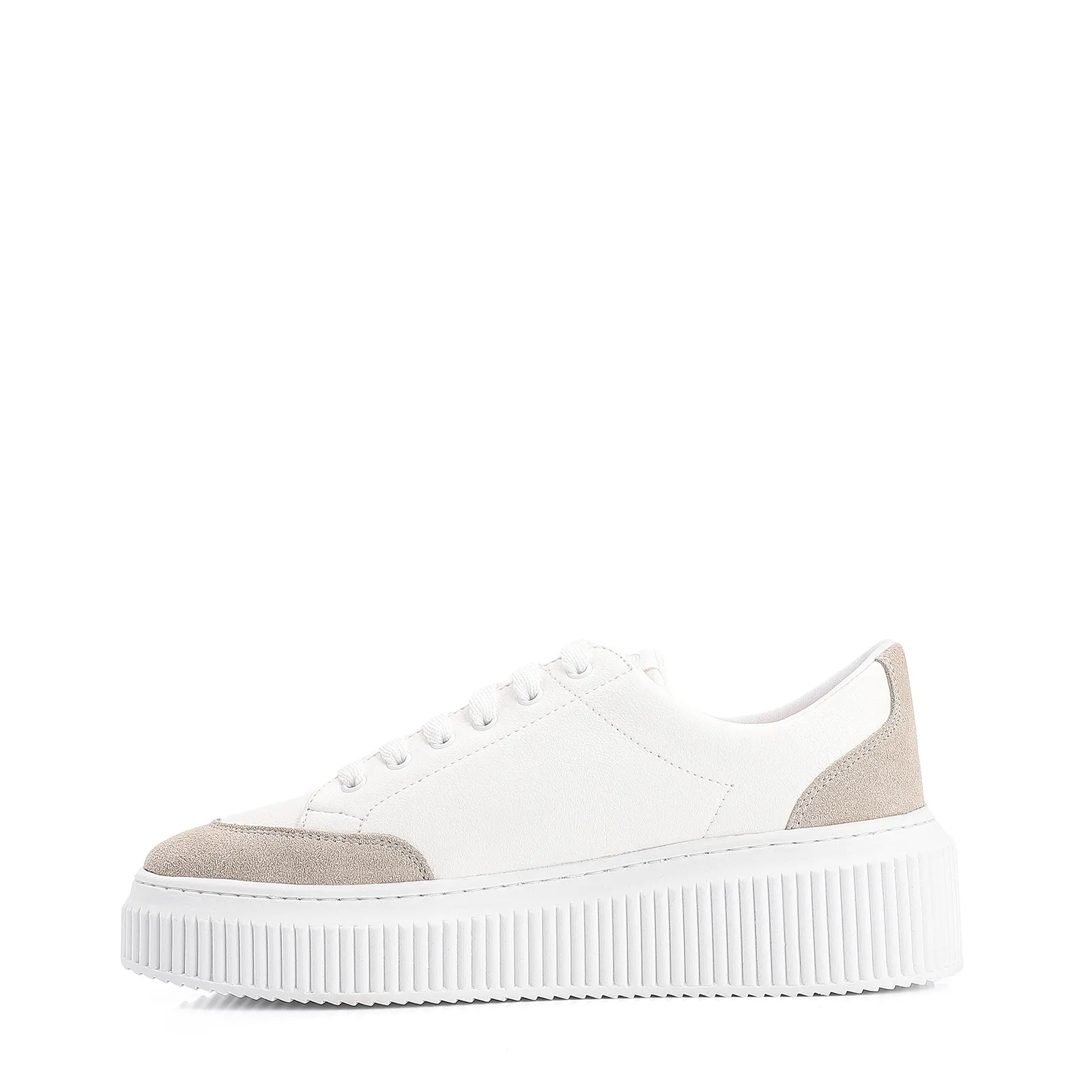 Tênis Flatform Alt Branco/Camurça Cinza