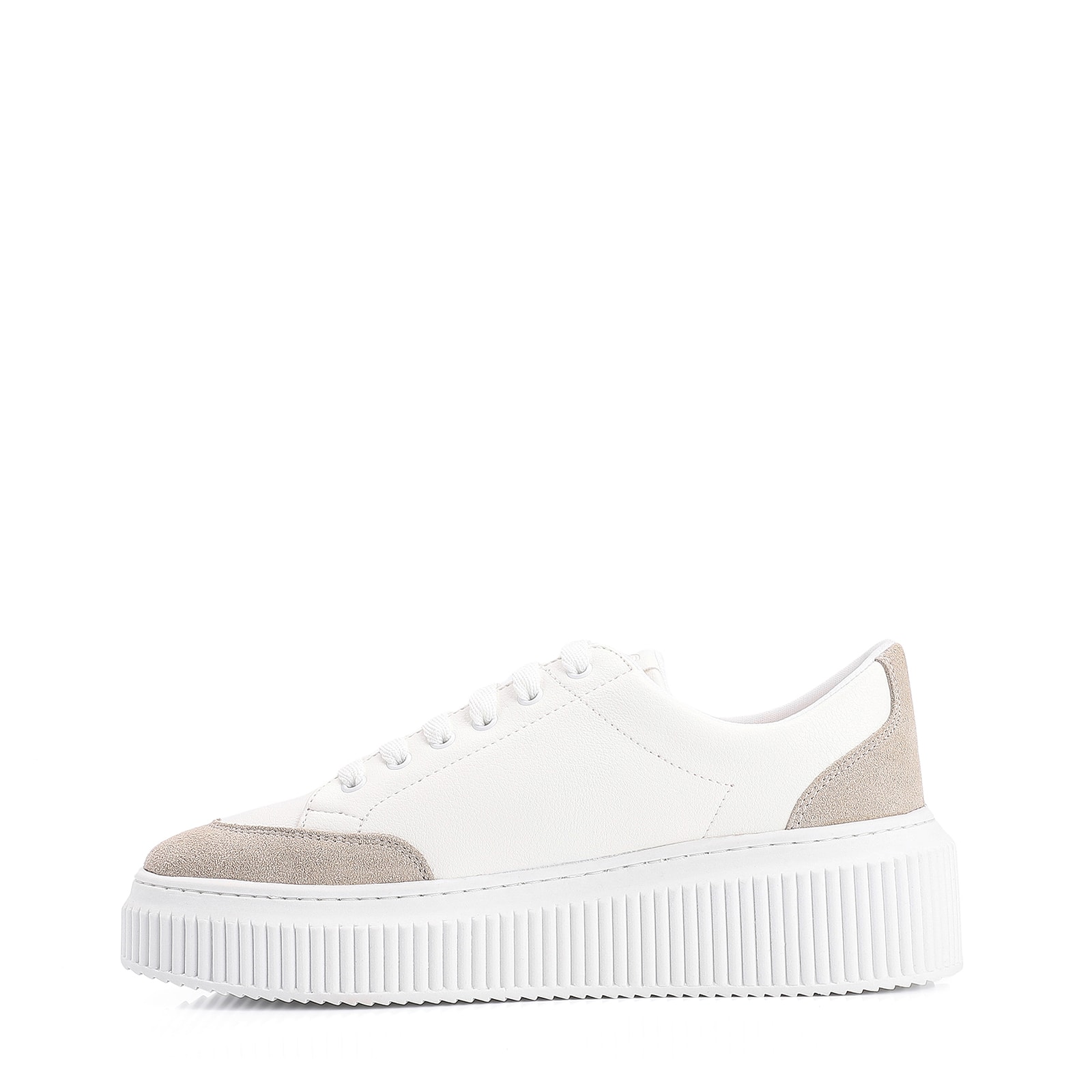Tênis Flatform Alt Branco/Camurça Cinza